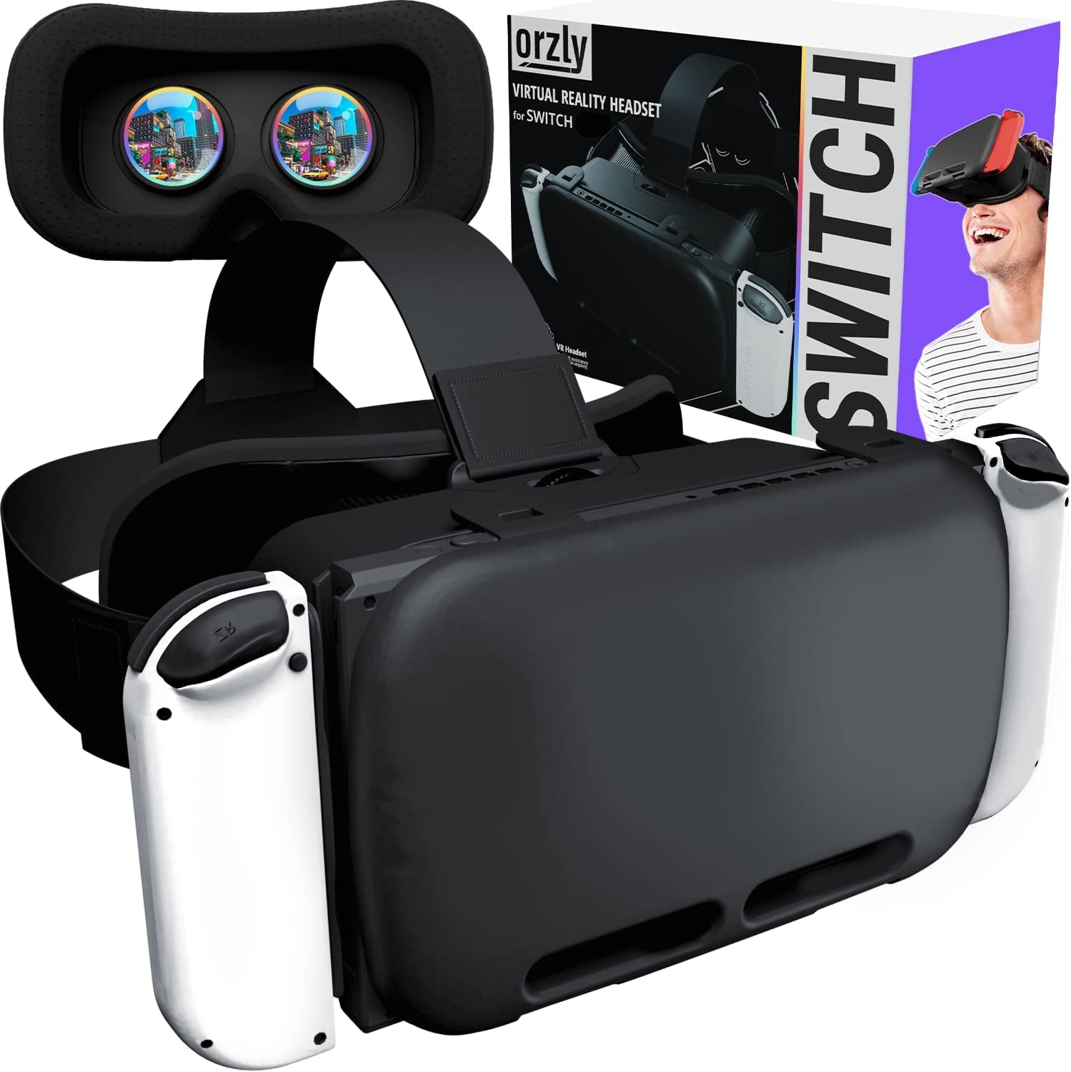 VR Headset Designed for Nintendo Switch & Switch OLED Console with Adjustable Lens for a Virtual Reality Gaming Experience and for Labo VR - Black - Gift Boxed Edition