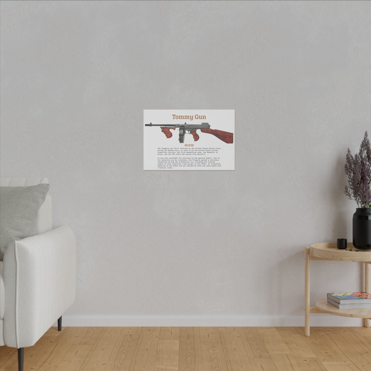 Thompson submachine gun TOMMY GUN M1928 Matte Canvas, Stretched, 0.75" (Multi-Size)