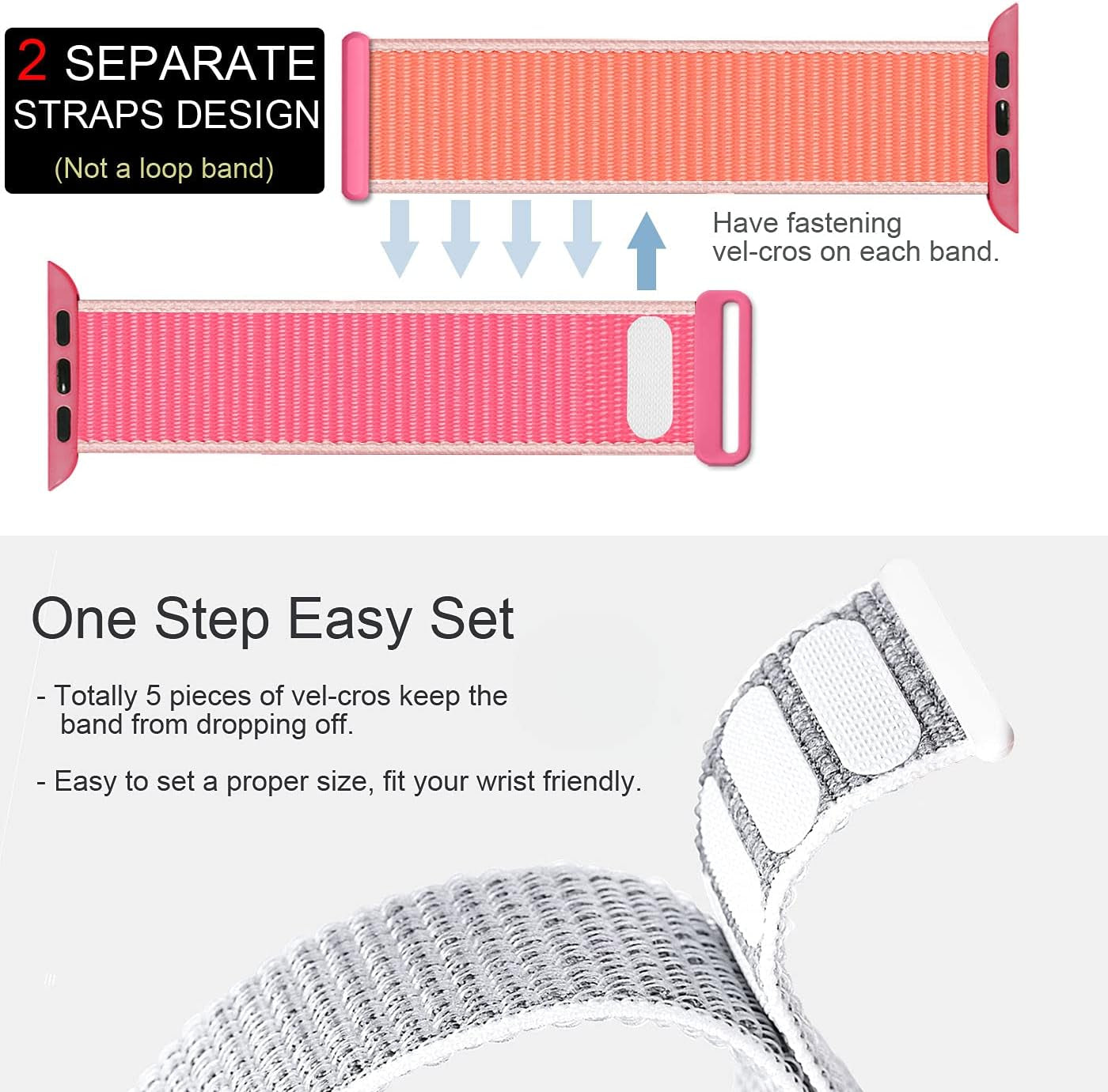 Compatible with Apple Watch Band 49MM 45MM 44MM 42MM 41MM 40MM 38MM, Women Men Sport Nylon Loop Strap for Iwatch Series Ultra 8 7 6 5 4 3 2 1 SE (38/40/41Mm,Pomegranate)