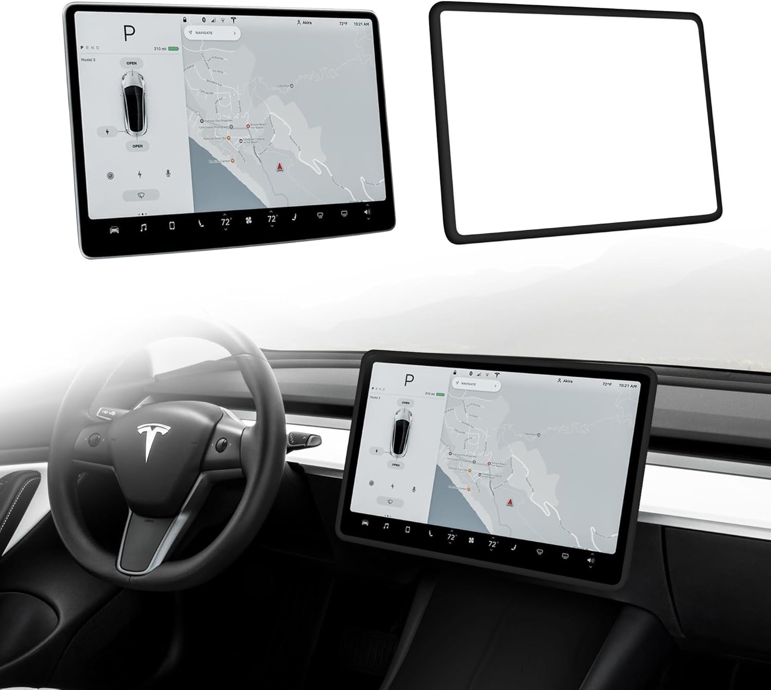 Screen Edge Protector Frame Compatible with Tesla Model 3/Y Interior Accessories 2017-2024 Silicone Center Console Bumper Decor Protection Skin Friendly Bordeaux Red