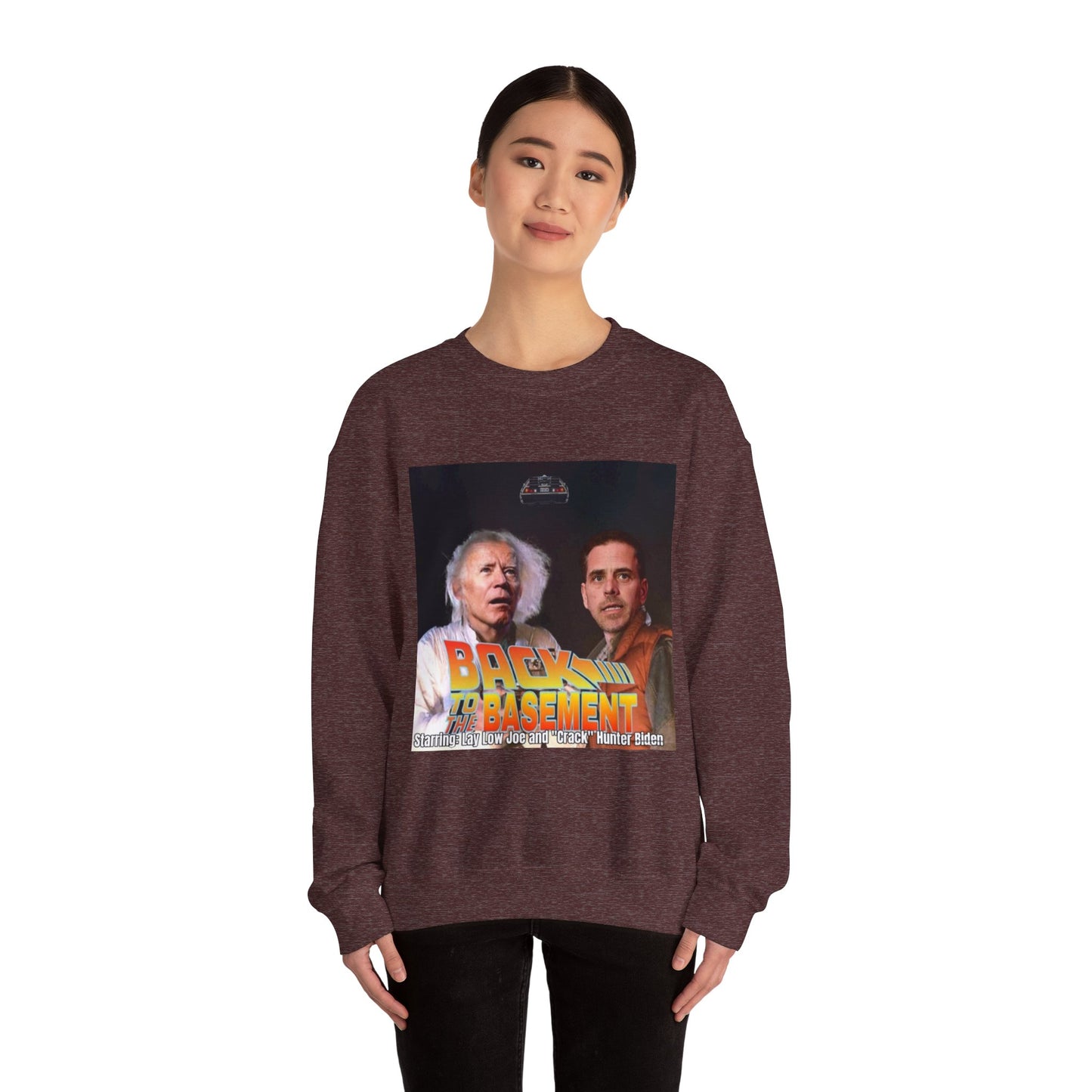 Hunter Biden Convicted Felon Pardon Back to the basement Unisex Heavy Blend™ Crewneck Sweatshirt