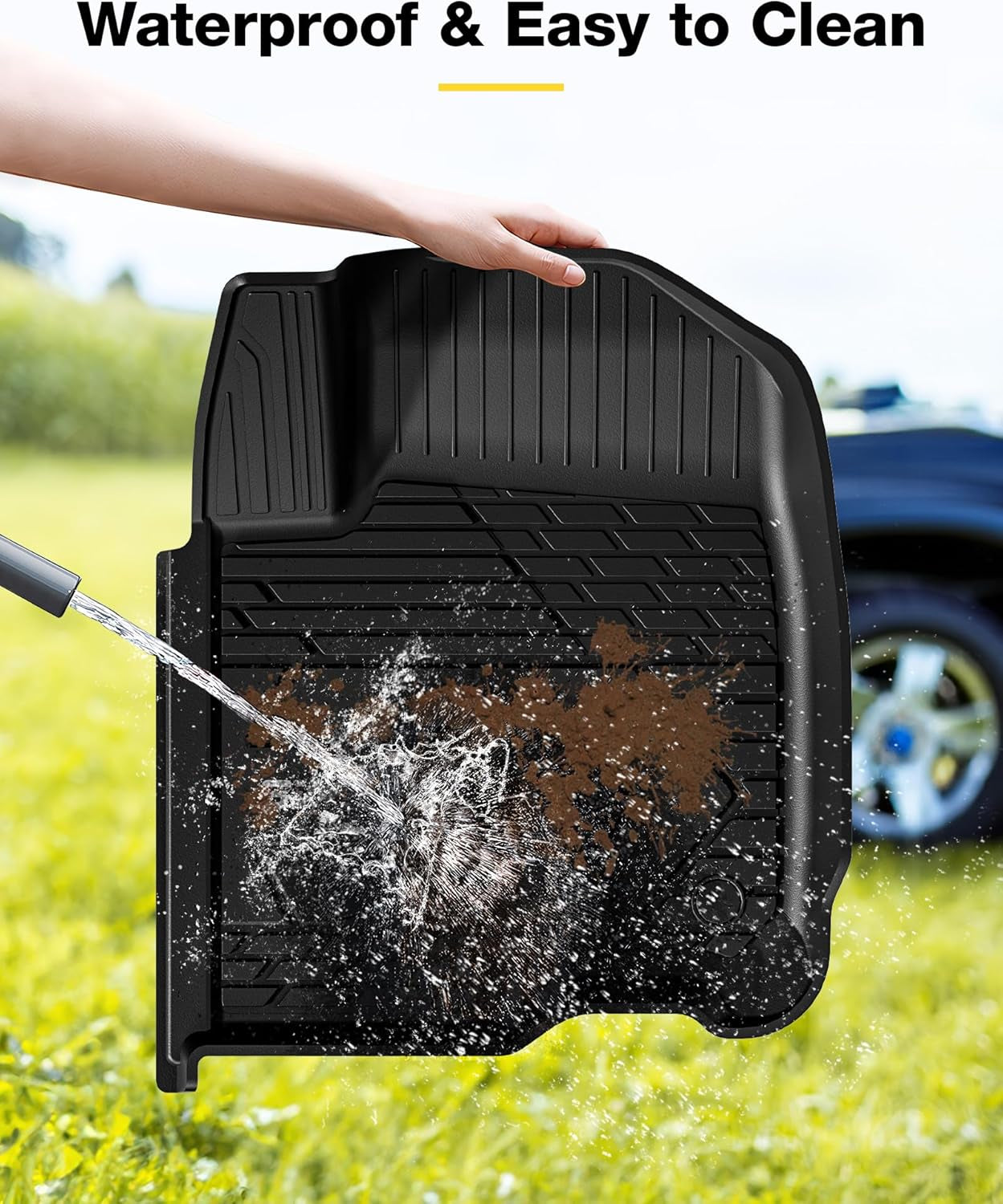 Floor Mats Fit for 2019-2024 2025 Chevy Silverado/Gmc Sierra Denali 1500 & 2020-2024 2025 GMC Sierra 2500/3500 HD Crew Cab TPE All Weather Floor Liner, Fit for 2Nd Row with Factory Carpeted Storage