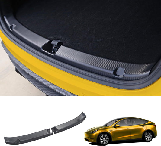 Rear Bumper Guard for Tesla Model Y Accessories 2025 2024 2023 2022 2021, ABS Trunk Door Sill Protector, 3D Carbon Fiber