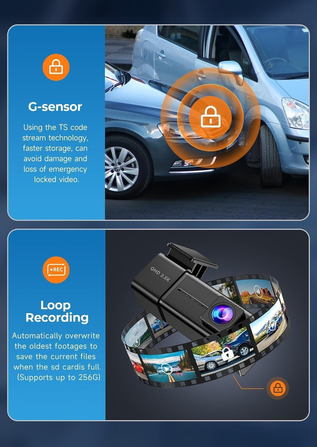 Dash Cam Wifi 2.5K Dashcam,  Front Dash Camera for Cars, Mini Dashcams with App, Night Vision, G-Sensor, Loop Recording, 24H Parking Mode, with 32G SD Card, Support 256GB Max