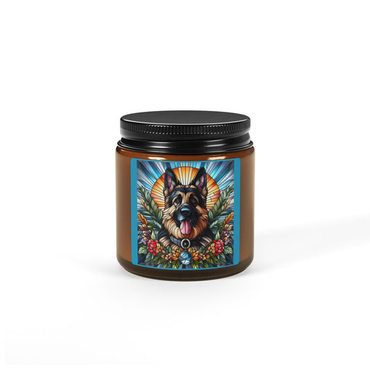 German Shepherd Scented Soy Candle (Multi-Size, Amber Jar)