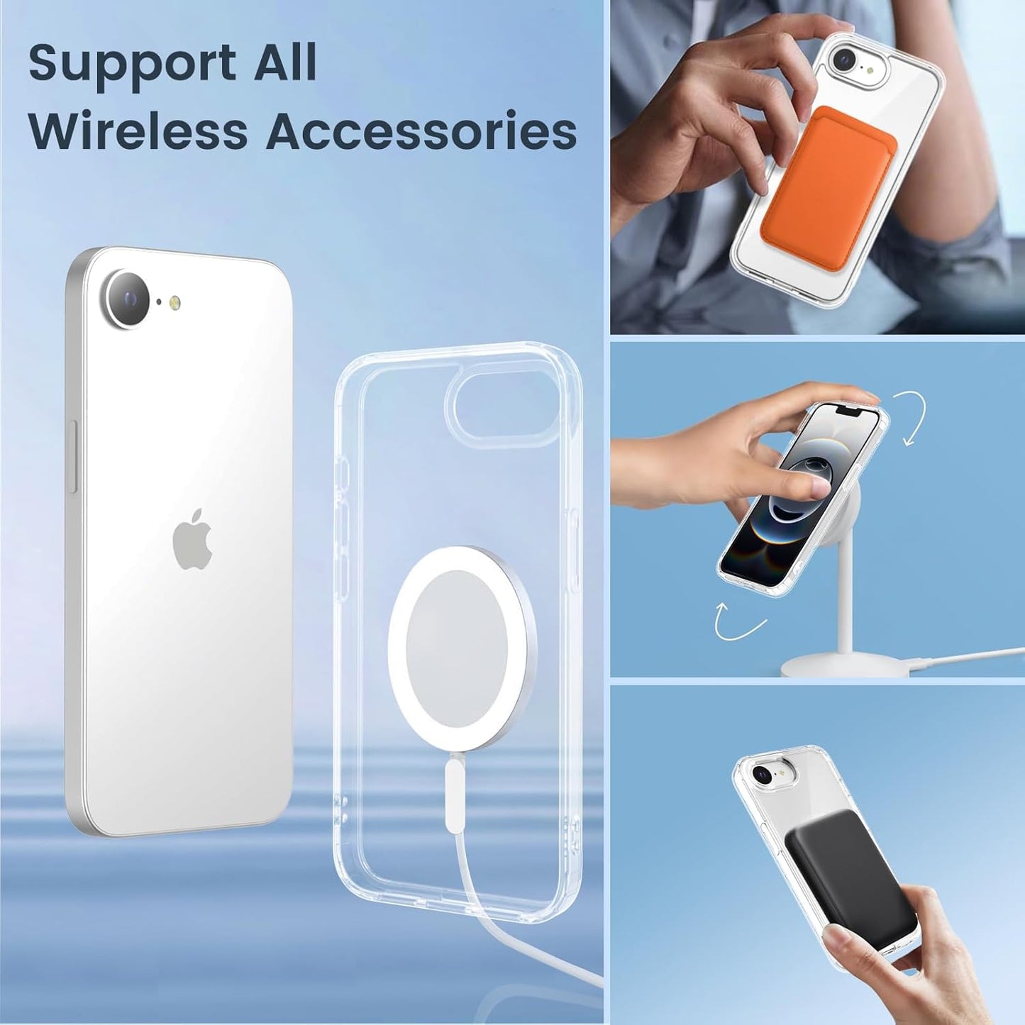 for Iphone 16E Case, [Compatible with Magsafe][Anti-Yellowing][Military-Grade Protection] Shockproof Slim Magnetic Phone Sleeve for Iphone 16E 6.1'', Clear