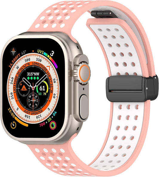 Compatible with Apple Watch Band for Women,Colorful Design,Magnetic Link,Breathable,Foldable,Magnetic Silicone Band,Iwatch Band,Smartwatch Band