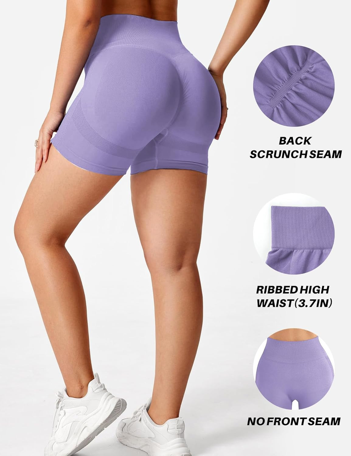 Womens Scrunch Gym Butt Lifting Seamless 5" Shorts Yoga High Waisted Workout Athletic Running Sport Active Booty Shorts