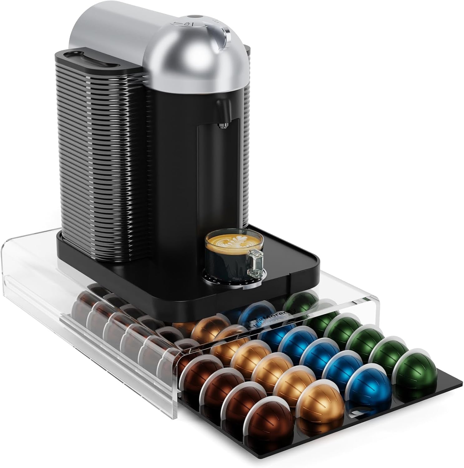 Storage Drawer for Nespresso Vertuo Coffee Pod Holder for Counter Acrylic Coffee Capsule Organizer - 40 Pods