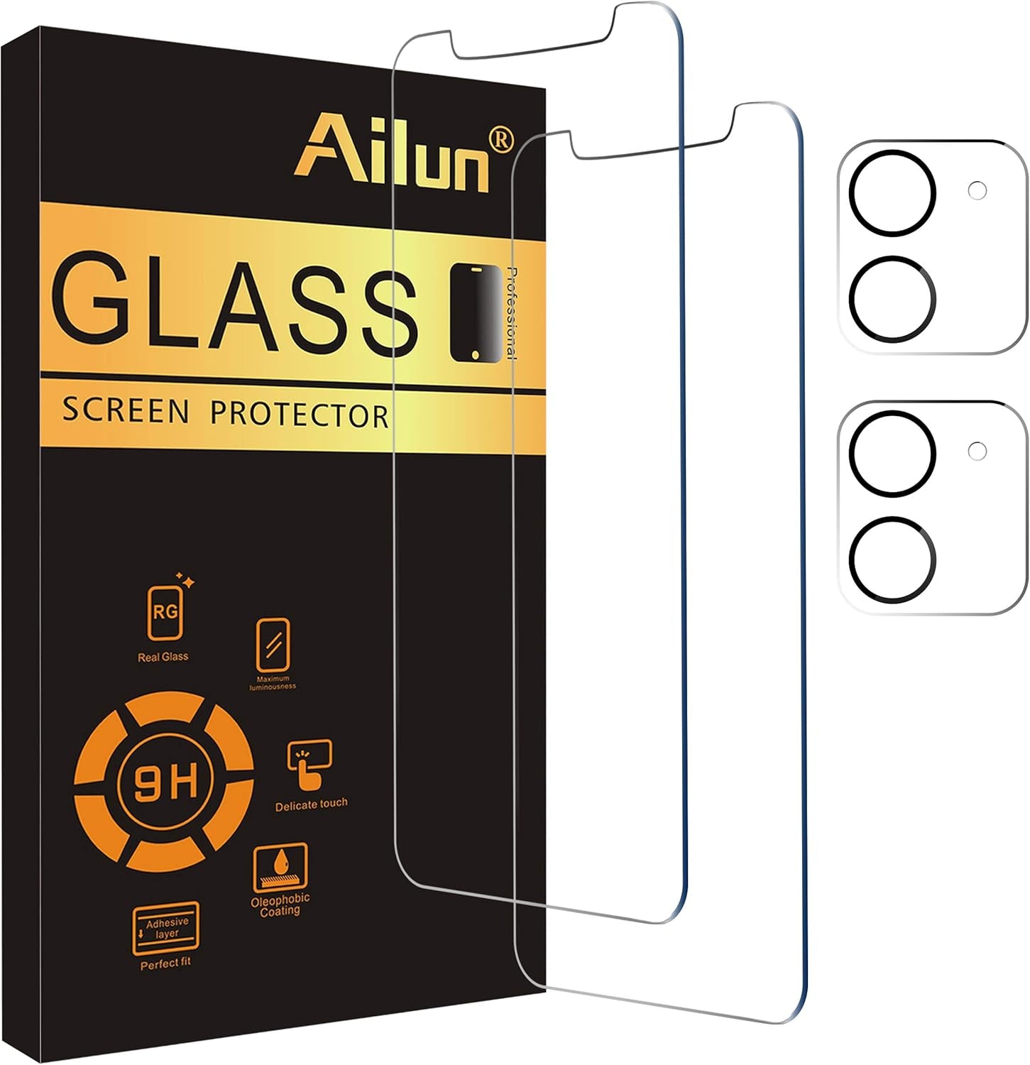 3 Pack Screen Protector for Iphone 16 [6.1 Inch] + 3 Pack Camera Lens Protector with Installation Frame,Case Friendly Tempered Glass Film,[9H Hardness] - HD [6 Pack]
