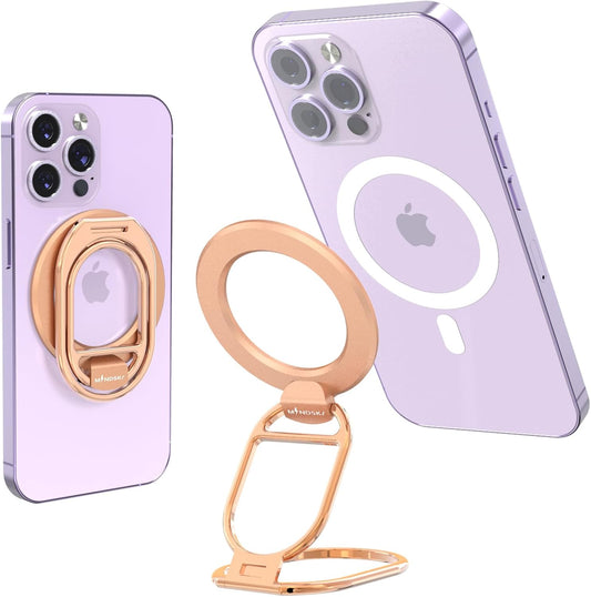 Mag-Safe Phone Stand Phone Grip Compatible with Iphone 12/13/14/15 Mini/Pro/Pro Max Accessories Removable Magnetic Finger Phone Ring Grip (Rosegold Pink)