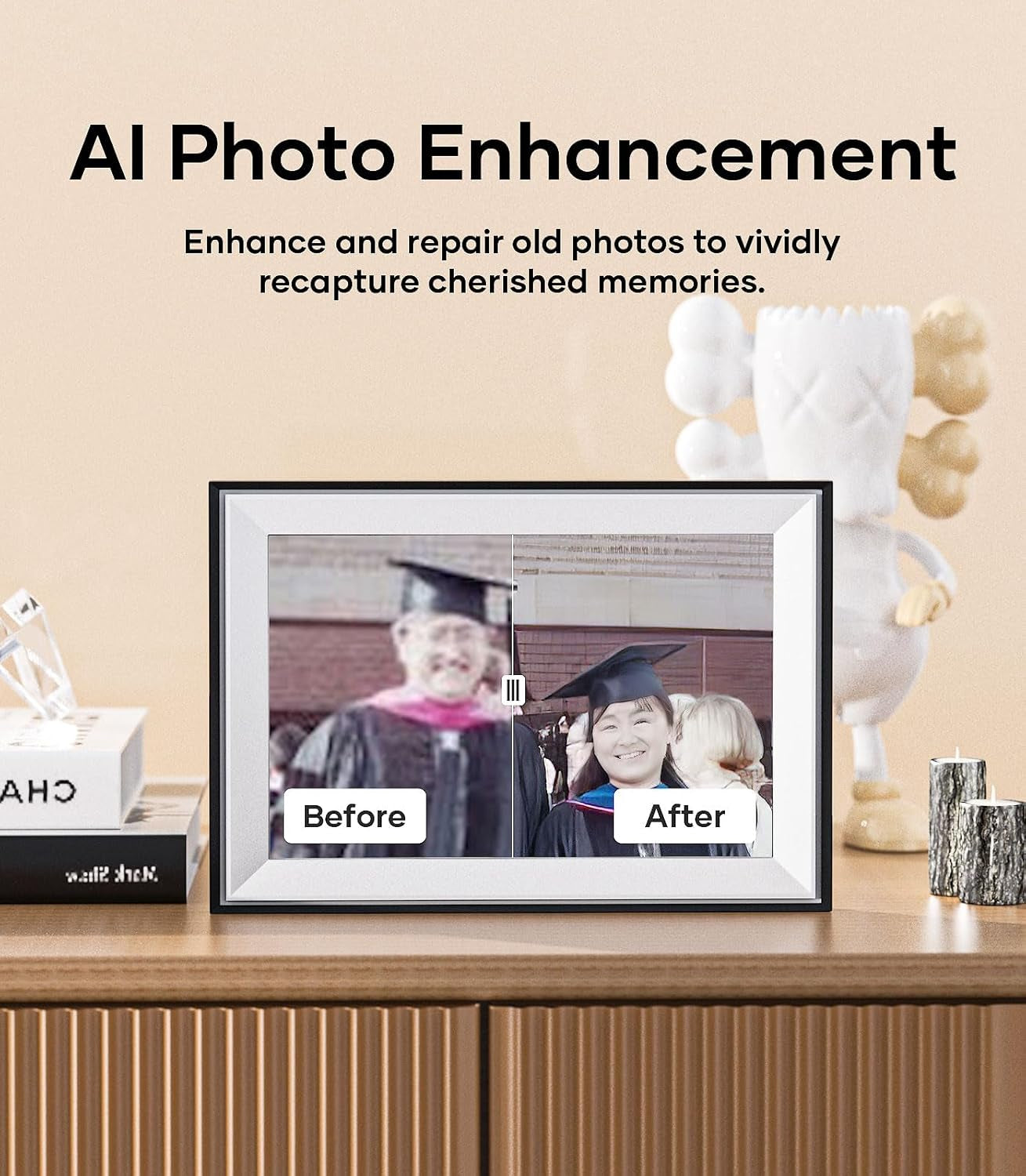 Digital Picture Frame Wifi Battery Powered Free Unlimited Storage Ai-Powered Send Pictures via Google Photos Email Web Browser App Digital Photo Frame Electronic Picture Frame Slideshow 10.1"