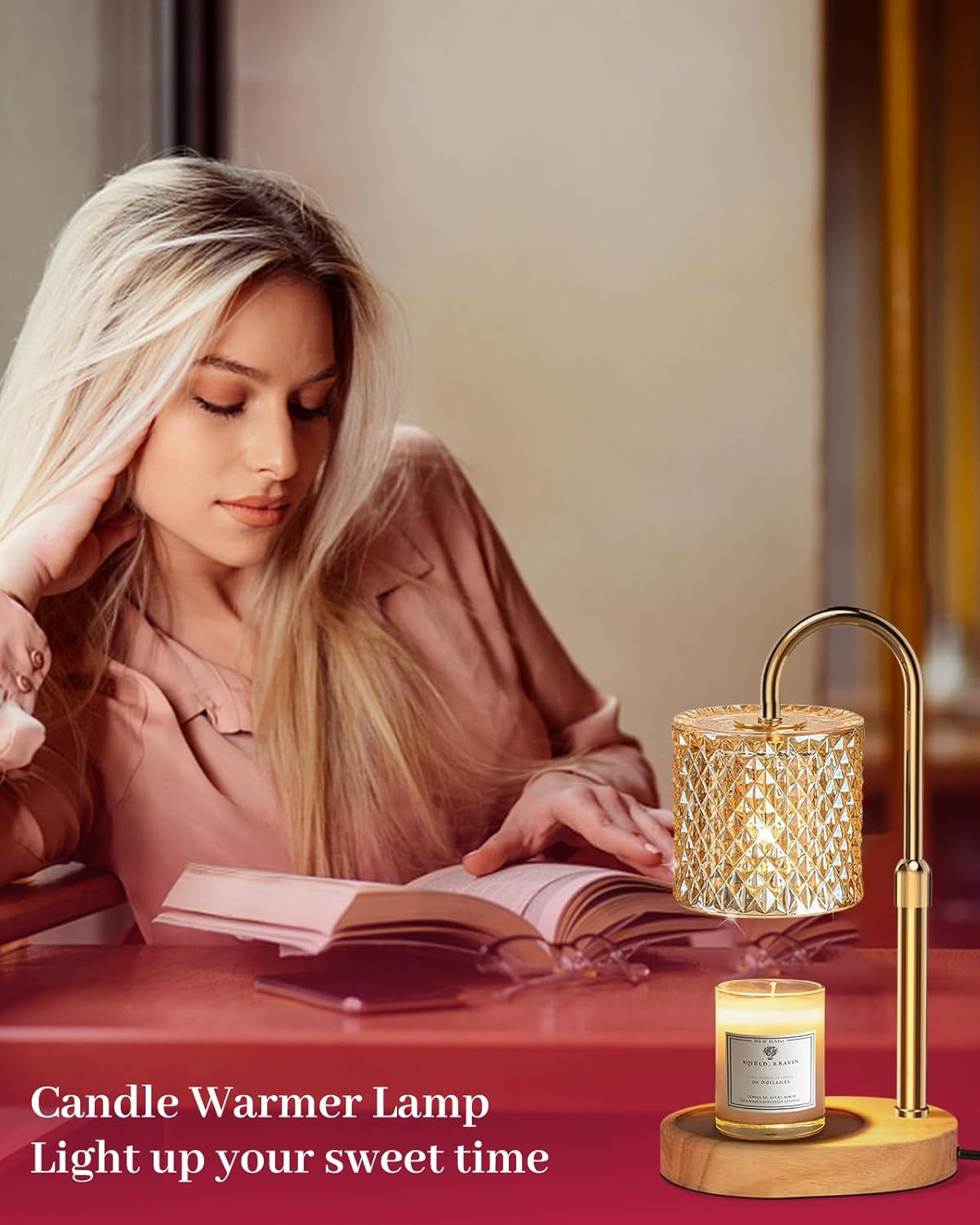 Candle Warmer Lamp with Timer Dimmer Adjustable Height, Candle Warmer with 2 Bulbs Gift for Women Mom Christmas Mother'S Day