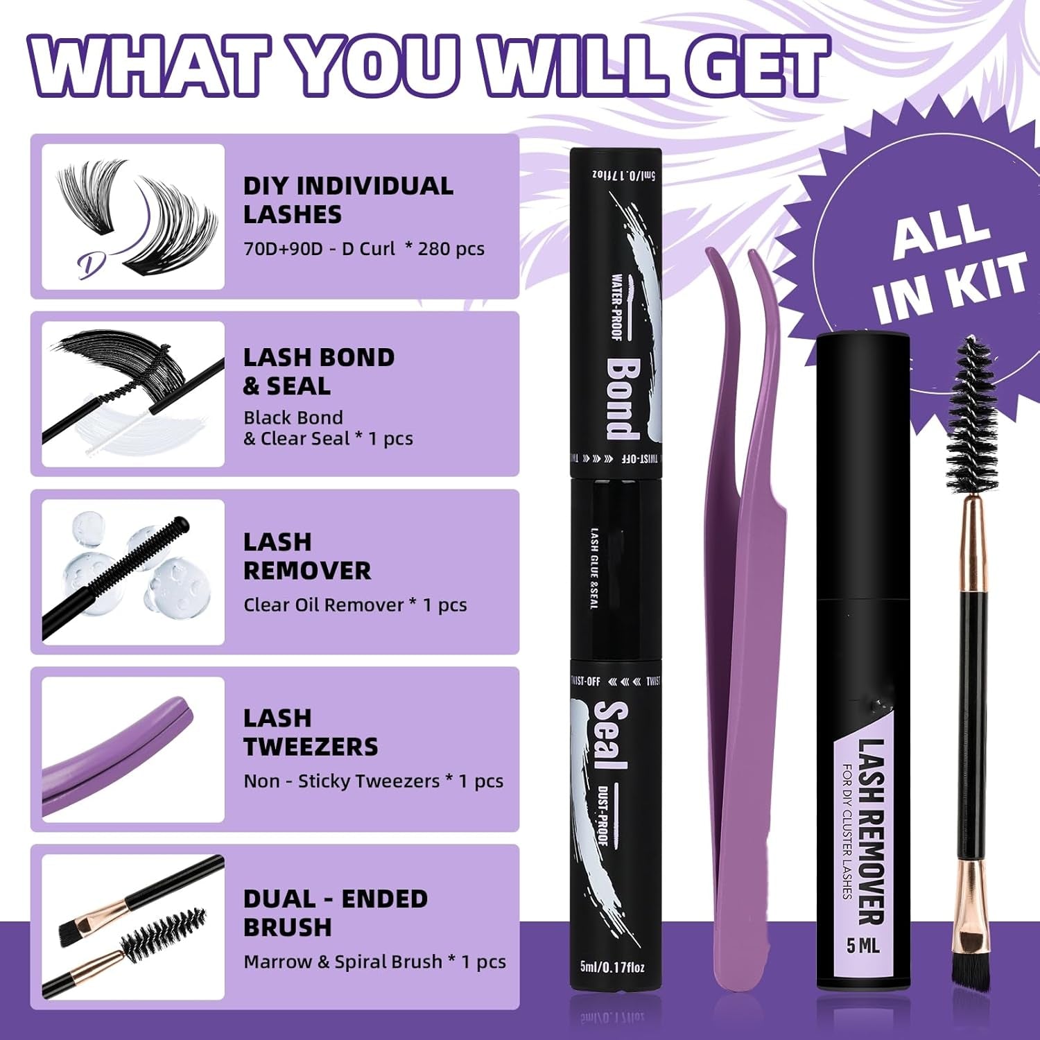 Lash Clusters Kit 280PCS Lash Clusters 70D+90D Lash Extension Kit 10-18MIX Eyelash Extension Kit Ultra - Soft Volume Individual Lashes Kit D Curl Lashes Extension Kit(70+90D-D-10-18)