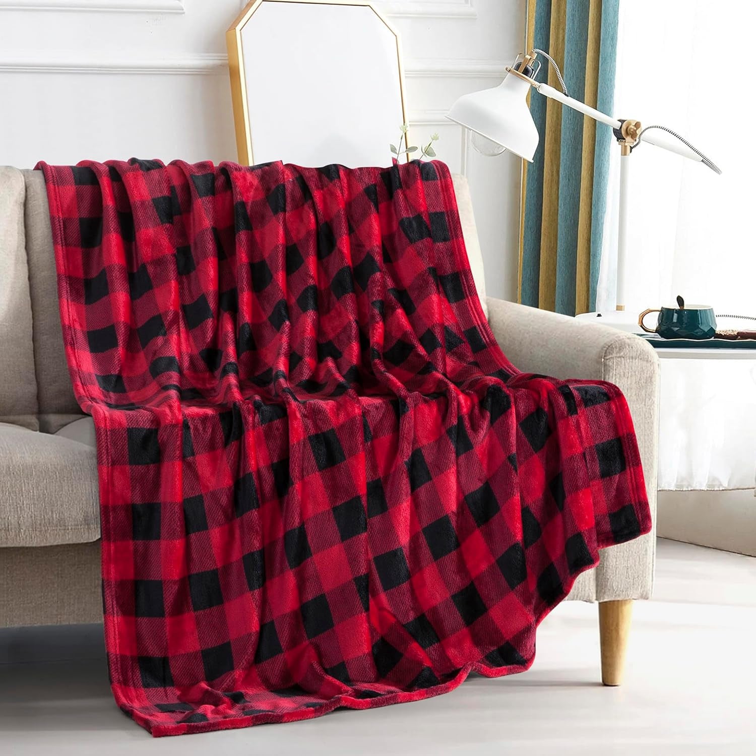 Velvet Touch Ultra Plush St Patricks Day Lucky Spring Green Clover Shamrock Irish Printed Fleece Throw/Blanket-50 X 60Inch, Lucky Plaid Clover