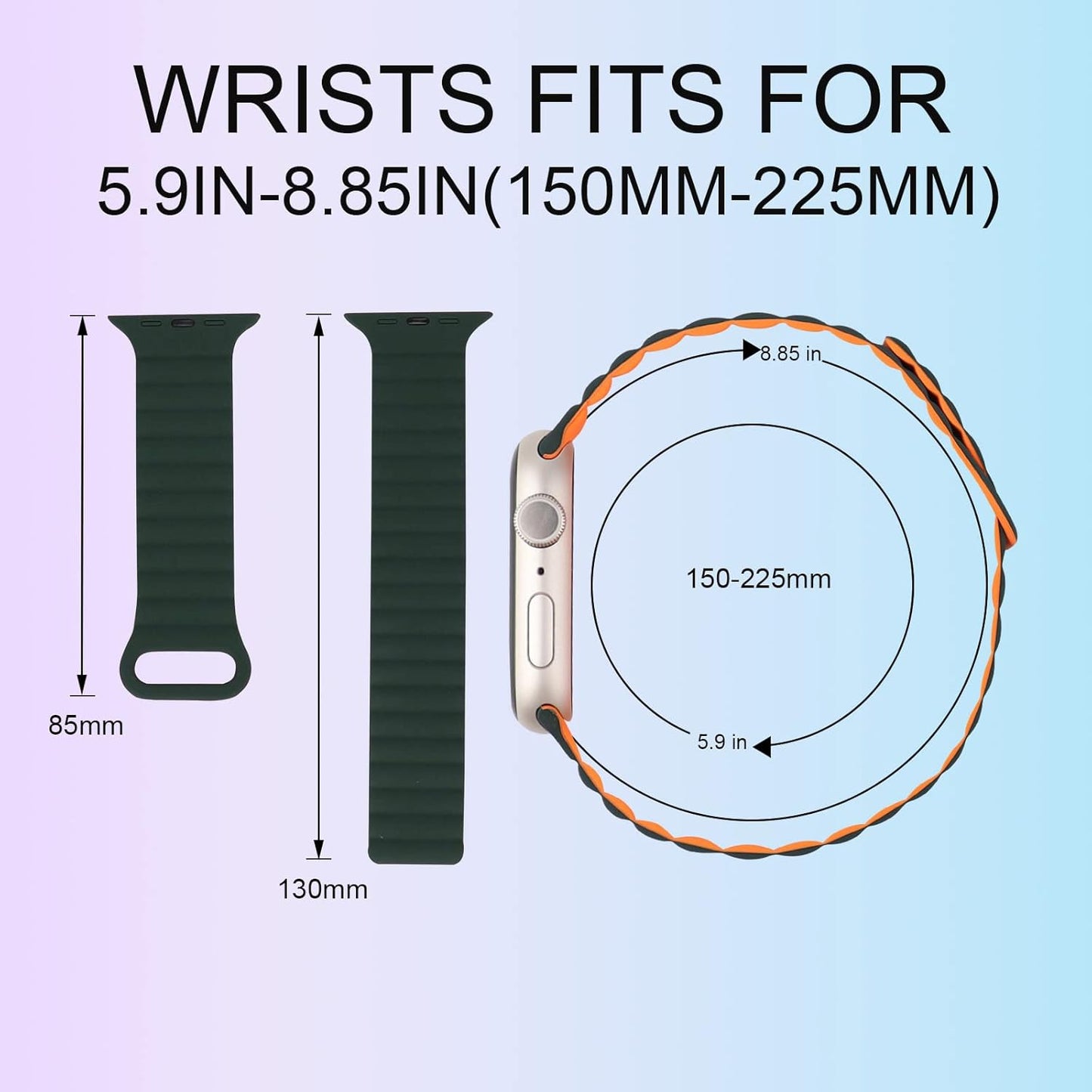 Silicone Magnetic Watch Bands Compatible with Apple Watch Band 38/40/41Mm 42/44/45/49Mm for Women Men, Soft Silicone Watch Band with Strong Magnetic Closure Compatible for Iwatch Series 8 7 6 5 4 3 2 1 SE