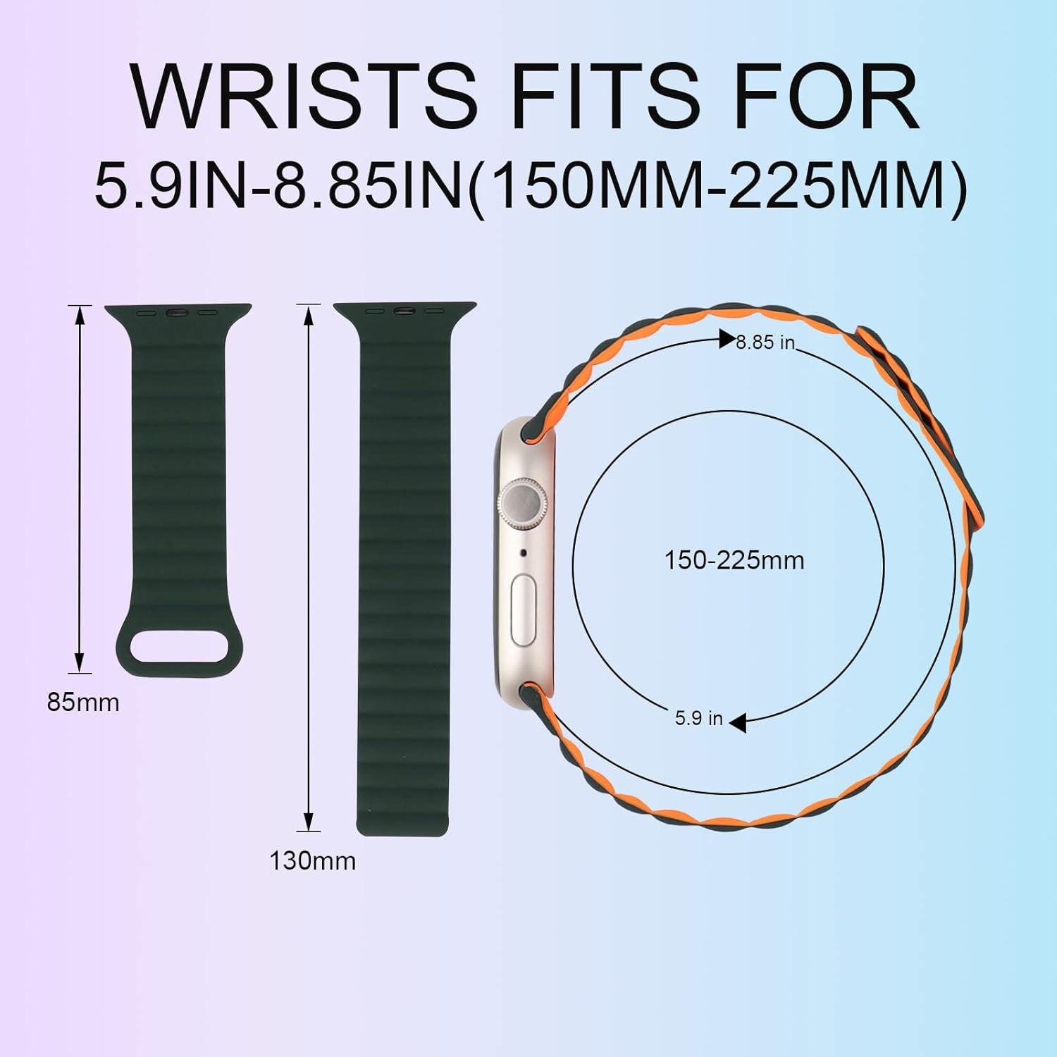 Silicone Magnetic Watch Bands Compatible with Apple Watch Band 38/40/41Mm 42/44/45/49Mm for Women Men, Soft Silicone Watch Band with Strong Magnetic Closure Compatible for Iwatch Series 8 7 6 5 4 3 2 1 SE