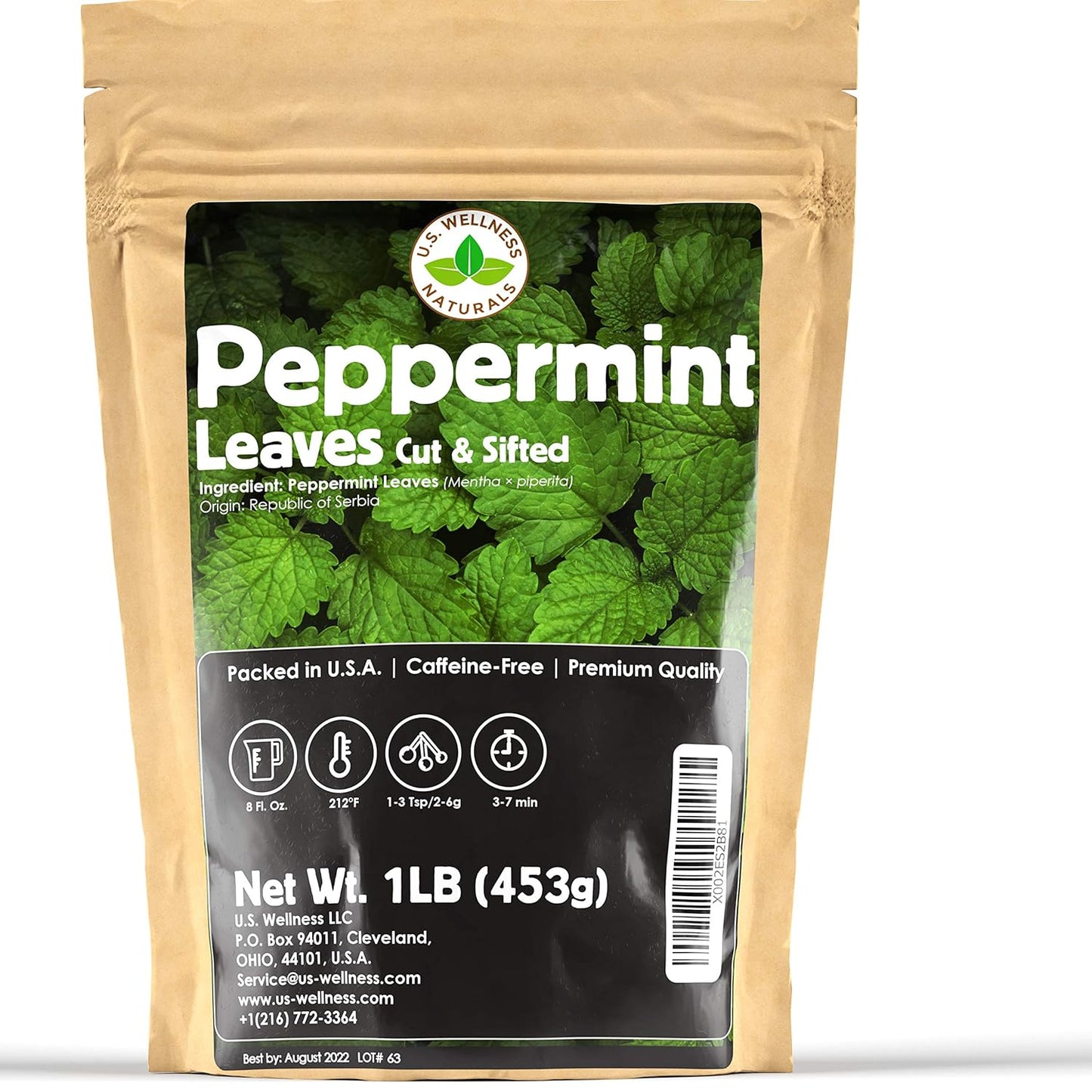 Peppermint Tea 1LB (16Oz), Cut & Sifted | STRONG & FRESH | Non-Irradiated, 200+ Cups, Peppermint Loose Leaf Herbal Tea (Mentha Piperita) | Mint Tea | Bulk 1 Lb. Large Resealable Bag TLBH