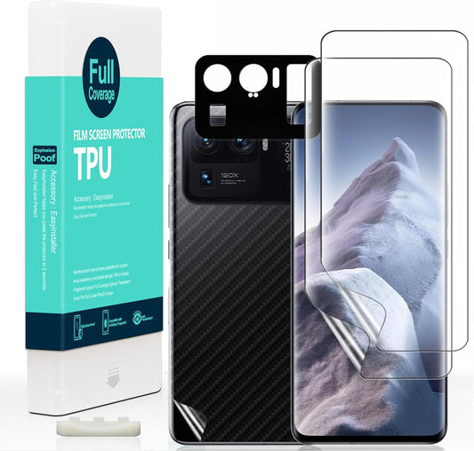 2 Pcs Screen Protector for Xiaomi 11 Ultra(5G/4G) 6.81",Flexible TPU Film,With 1Pc Camera Lens Protector,1Pc Back Film,Bubble Free[Easy to Install]