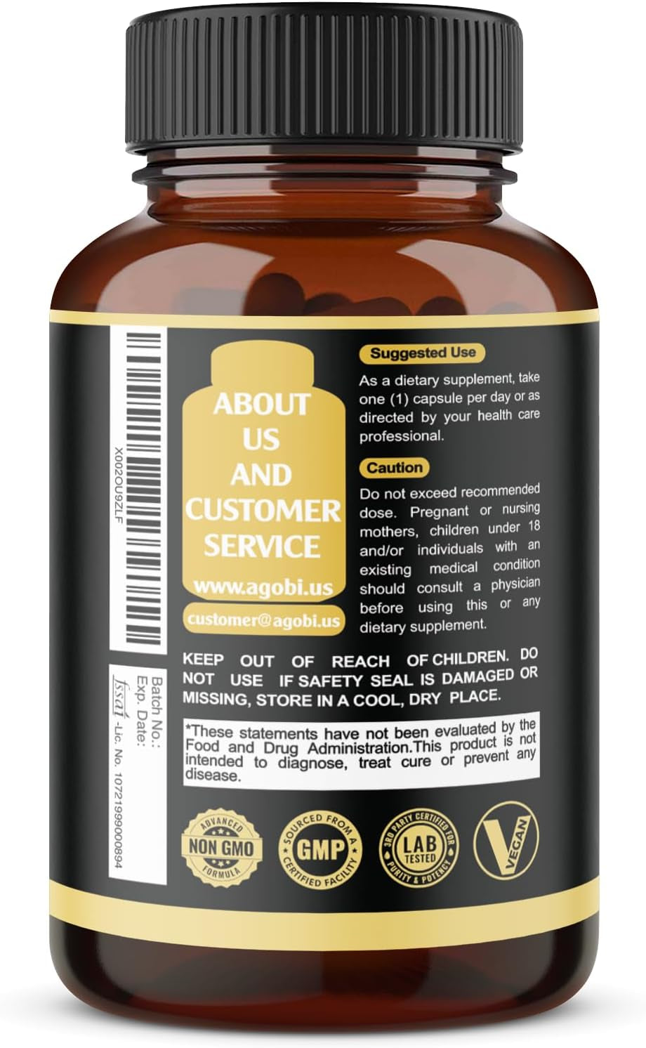 5In1 Premium Ashwagandha Capsules - Added Turmeric, Rhodiola Rosea, Ginger, Black Pepper - Strength, Spirit & Immune Support - 180 Caps for 6 Months TLBH