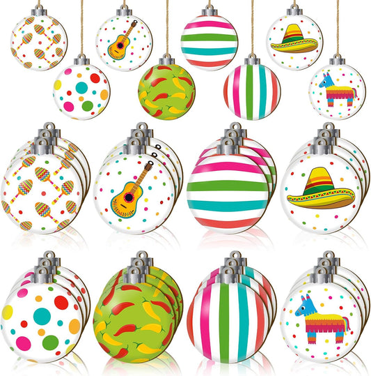 40 Pcs Mexican Tree Ornaments Fiesta Cinco De Mayo Hanging Tree Decorations Sombrero Guitar Pendants Tags Tree Decor Mexican Ball Ornament for Taco Bout Birthday Baby Shower Party Supplies