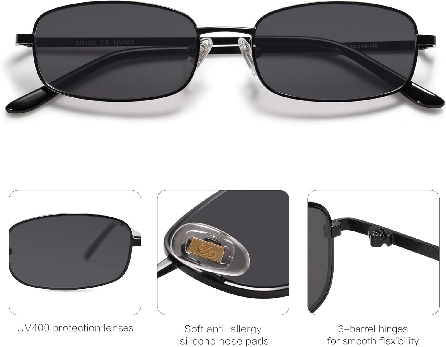 Small Y2K Narrow Rectangle Sunglasses Womens Mens Retro 80S 90S Skinny Sunnies SJ1187