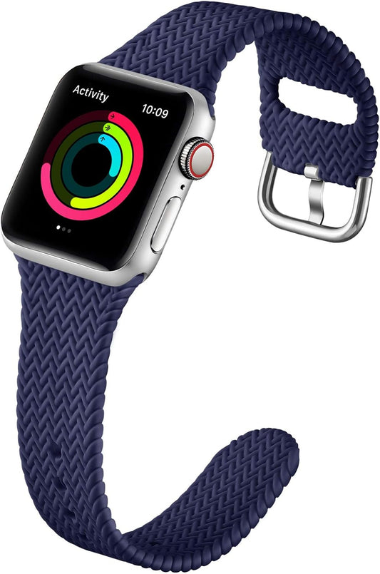 Compatible with Apple Watch Band 44Mm Women Men Series 6, Comfortable Flexible Textured Weave Pattern Sport Wristband for Apple Watch SE 42Mm Series 6 5 4 3 2 1, Navy Blue