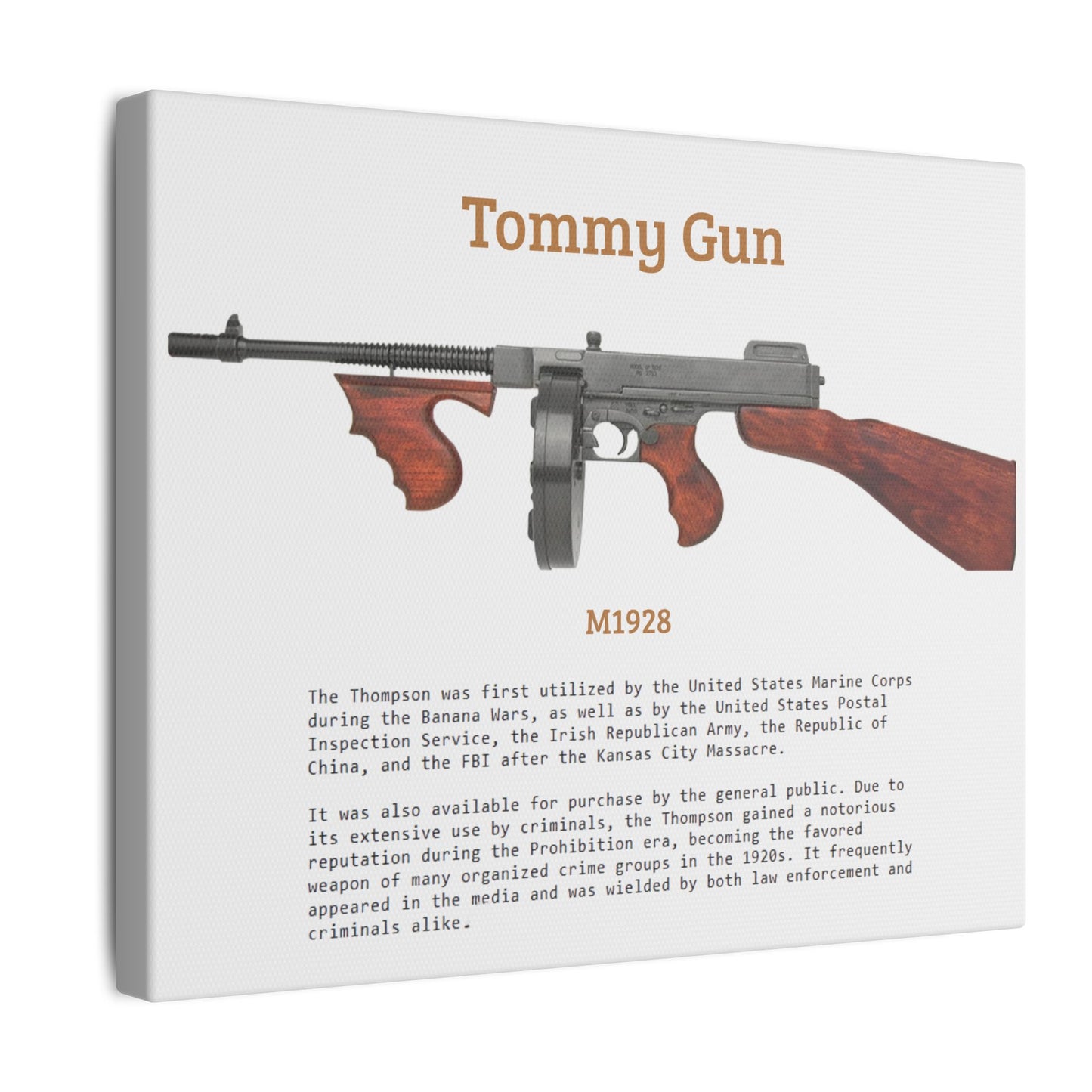 Thompson submachine gun TOMMY GUN M1928 Matte Canvas, Stretched, 0.75" (Multi-Size)
