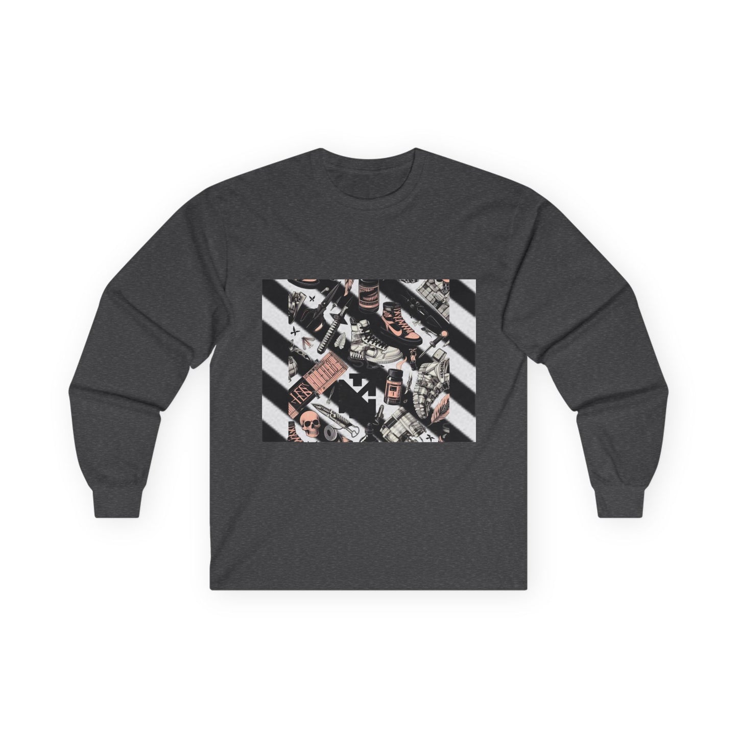 Vintage Off-White Inspired Graphic Long Sleeve Tee