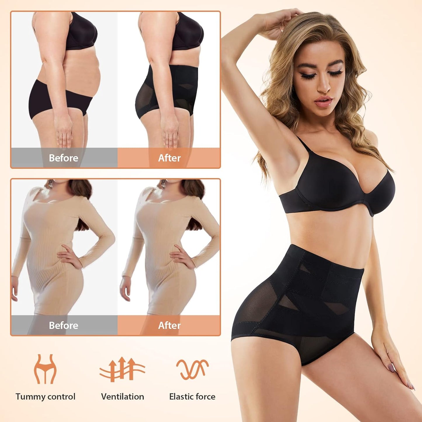 Tummy Control Shapewear for Women High Waisted Shapewear Panty Firm Control Soft Comfy Body Shaper for Women