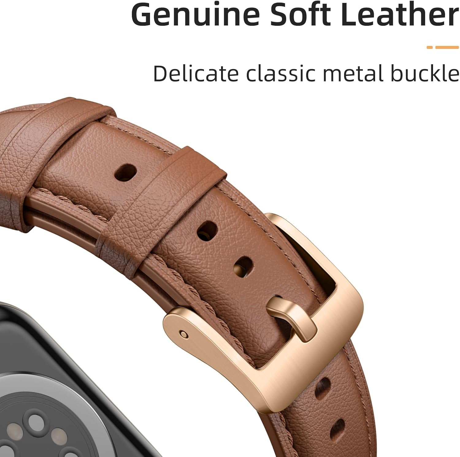 Leather Band Compatible with Apple Watch Bands 44Mm 40Mm 45Mm 42Mm 41Mm 38Mm 49Mm Women Men, Top Grain Genuine Leather Strap Wristband for Iwatch Series 9 8 7 6 5 4 3 2 1 SE Ultra 2 Ultra