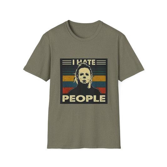 Tees Michael Myers I Hate People Vintage Print Short-Sleeved Tee Men'S Black T Shirt Unisex Softstyle T-Shirt