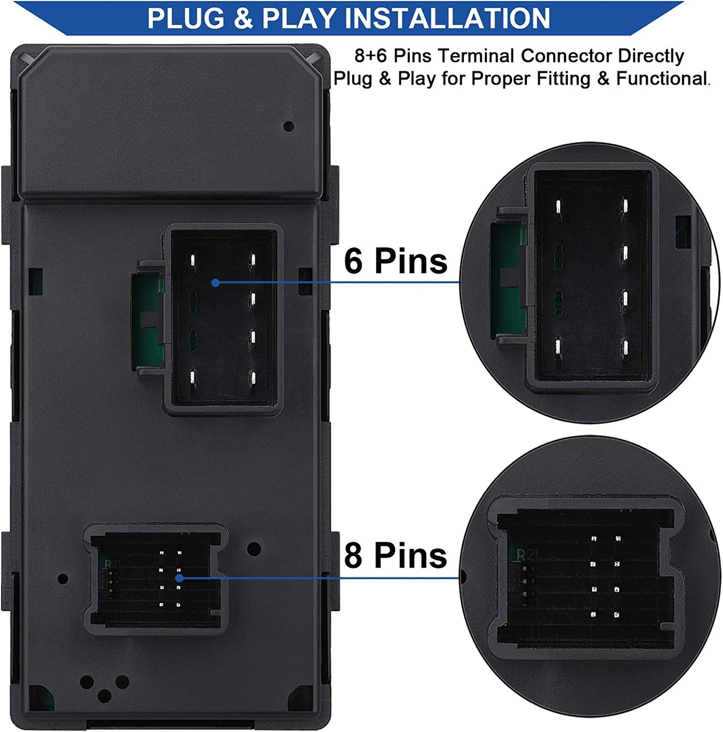 Driver Side Power Master Window Switch, Compatible with Chevy Silverado/Chevrolet Traverse/Hhr/2007-2013 GMC Sierra/Yukon/Buick Enclave Replace OE 20945129 25789692