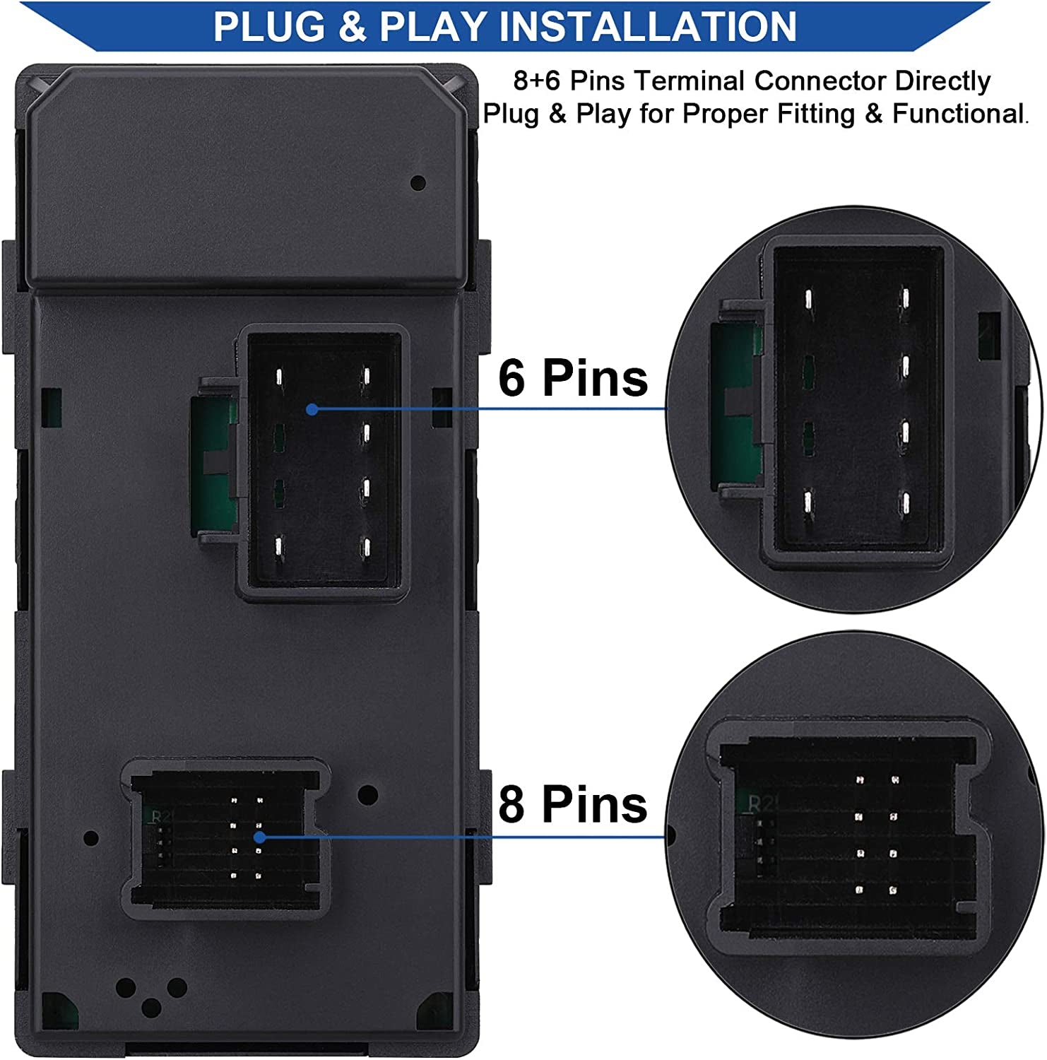 Driver Side Power Master Window Switch, Compatible with Chevy Silverado/Chevrolet Traverse/Hhr/2007-2013 GMC Sierra/Yukon/Buick Enclave Replace OE 20945129 25789692