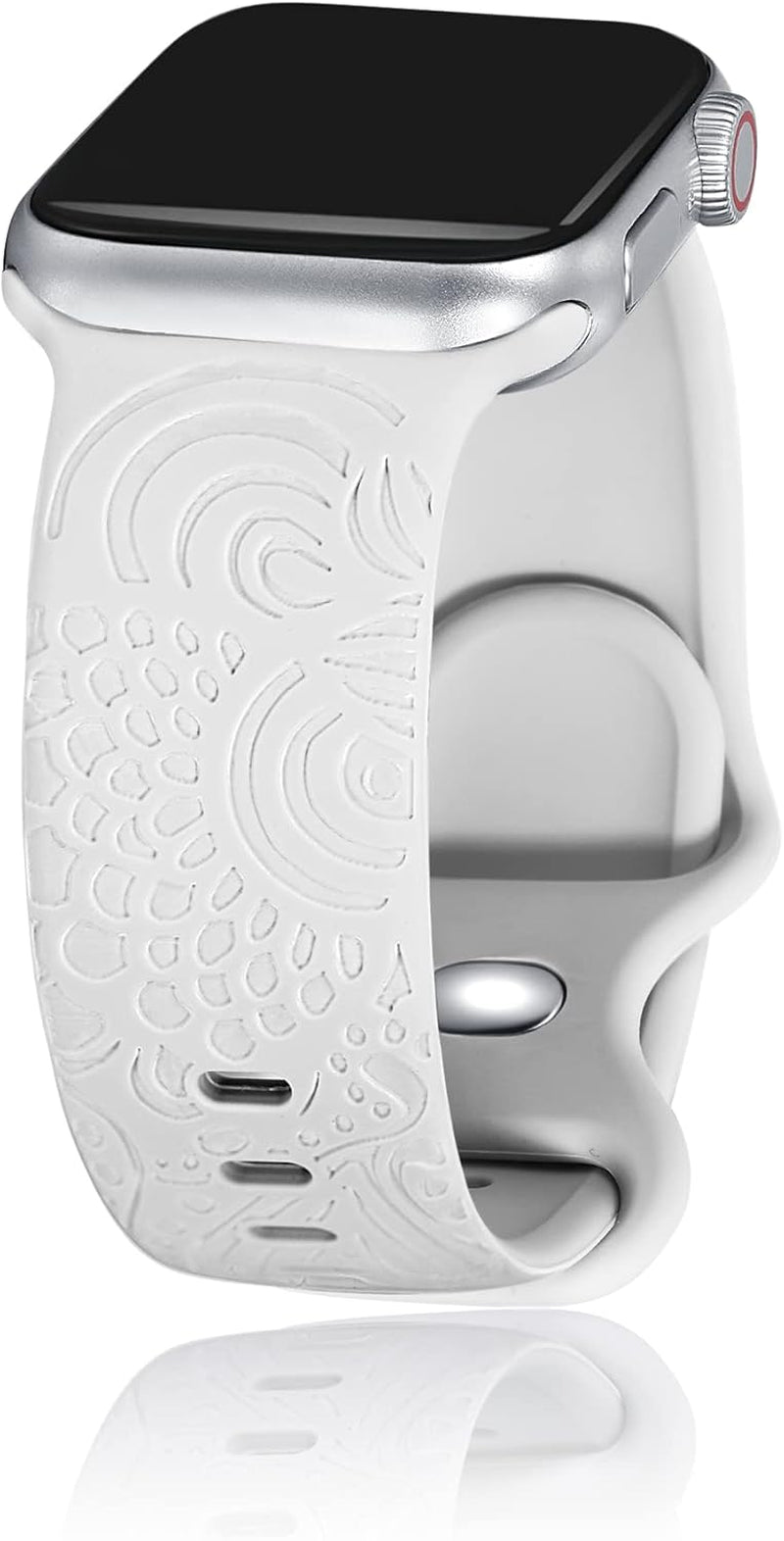 Compatible with Apple Watch Bands 38Mm 42Mm,Floral Skull Engraved Soft Silicone Sport Wristbands Cute Rose Fadeless Pattern Replacement Strap for Iwatch Series SE 7 6 5 4 3 2 1 for Women Men, Black 38/42Mm