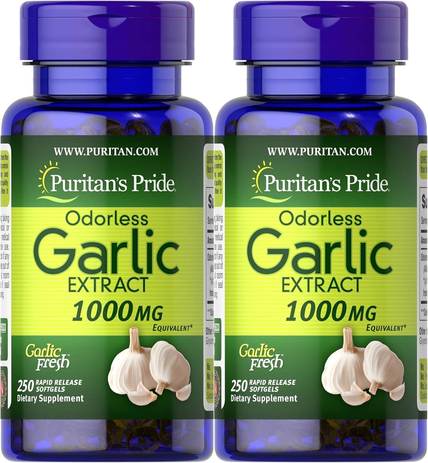 Premium Odorless Garlic Fresh 10 Mg (1000Mg Equivalent), Traditional Herb Dietary Supplement for Heart and Circulation Support with Antioxidant Properties, 250 Rapid Release Softgels TLBH