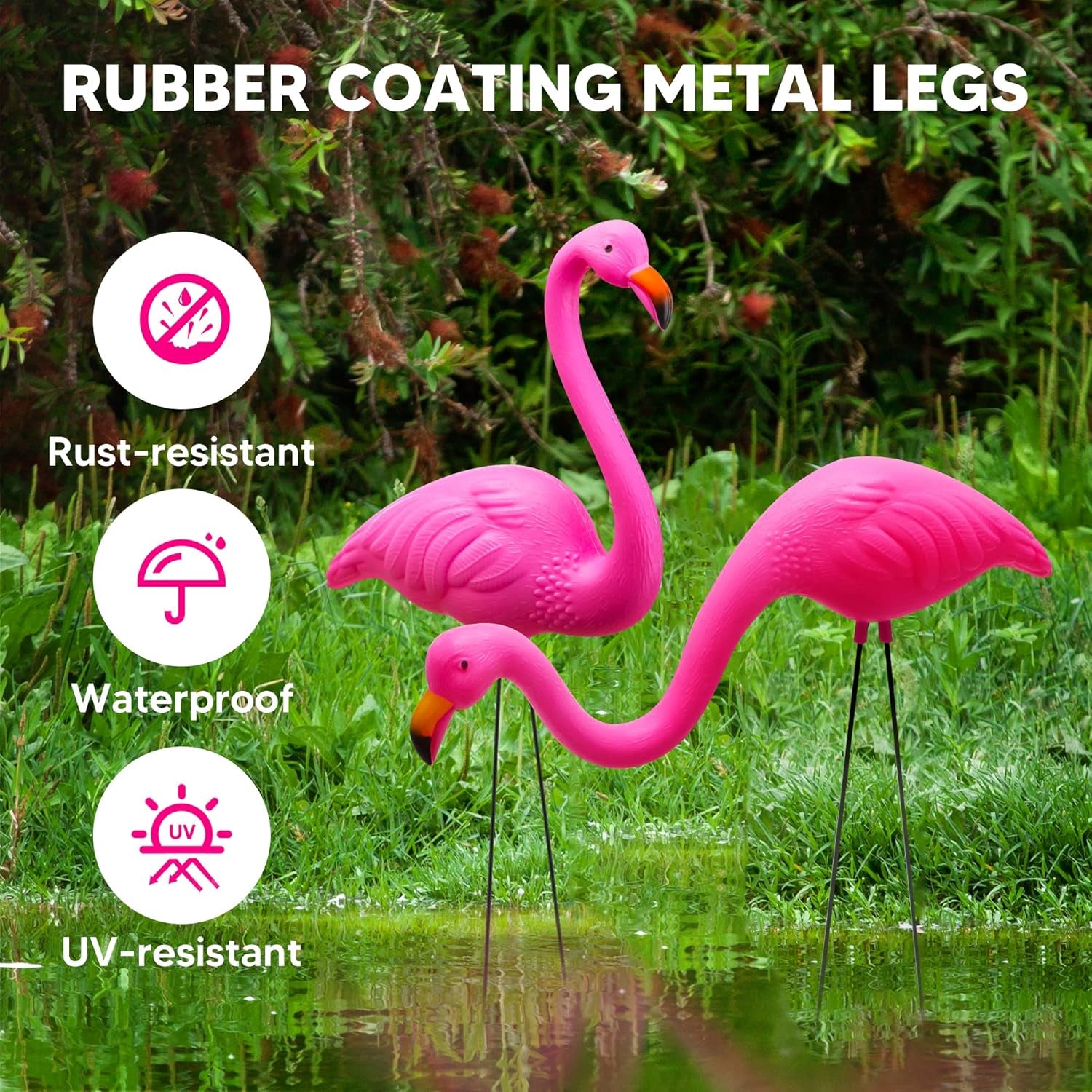 Set of 6 Small Pink Flamingo Yard Ornament Stakes, Mini Lawn Plastic Flamingo Statue with Metal Legs for Sidewalks, Outdoor Garden, Luau Party, Tropical Party Decor, 2 Styles