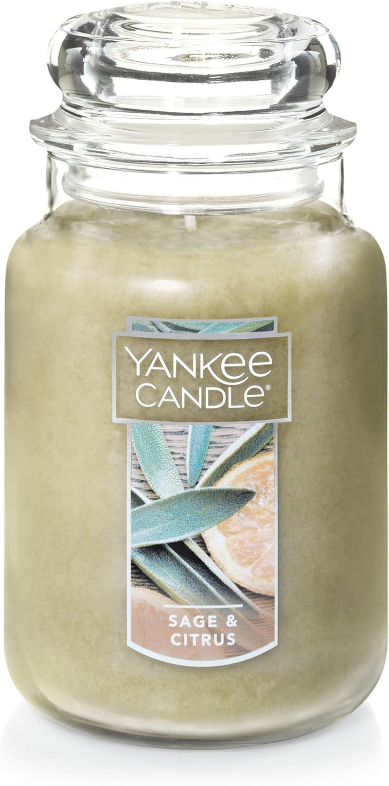 Sage & Citrus Scented, Classic 22Oz Large Jar Single Wick Candle, over 110 Hours of Burn Time, Ideal for Home Decor and Gifts