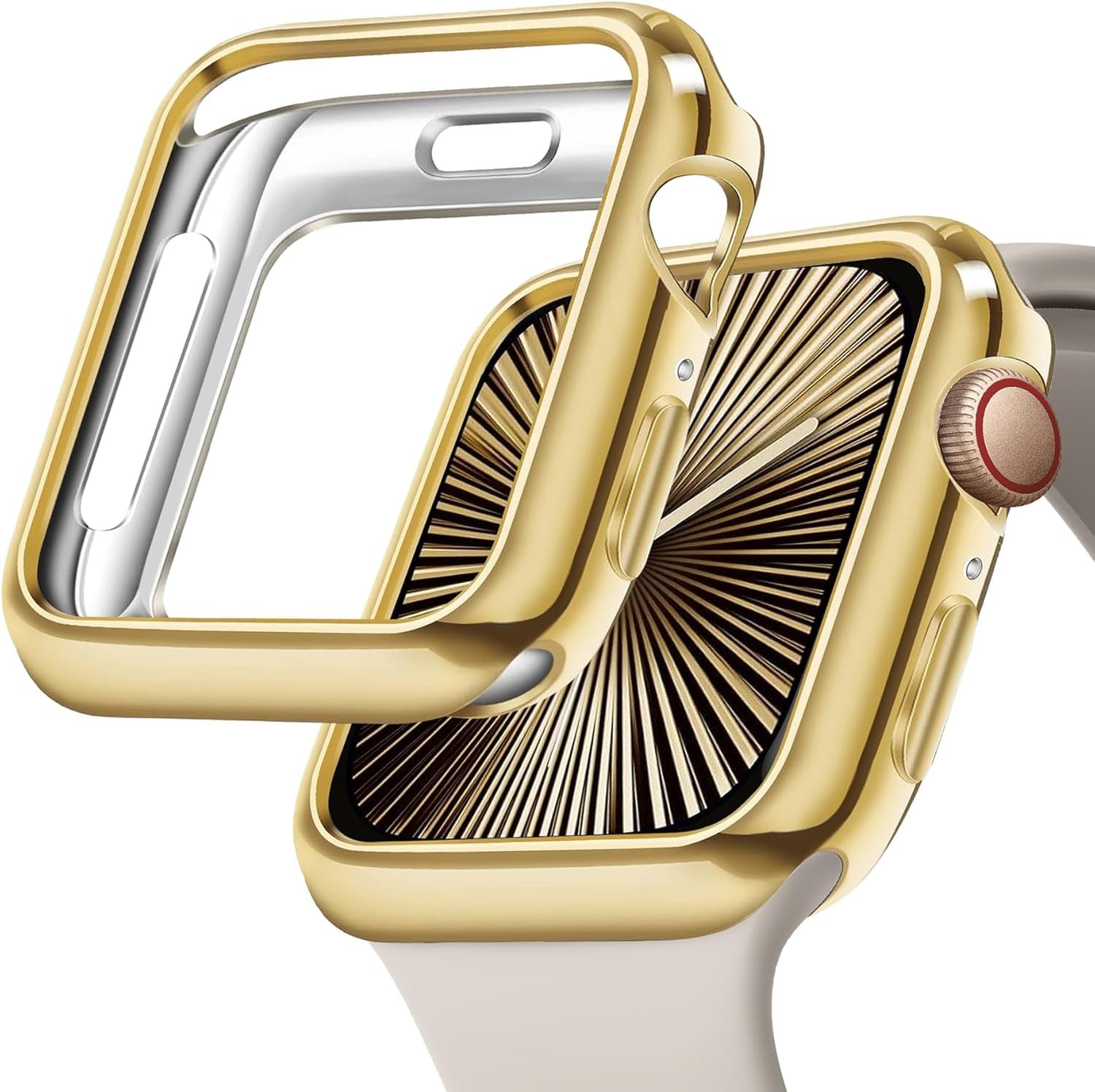 40Mm Soft Flexible TPU Case and Metal Bands Compatible for Apple Watch Series 6/5/4/SE, Gold