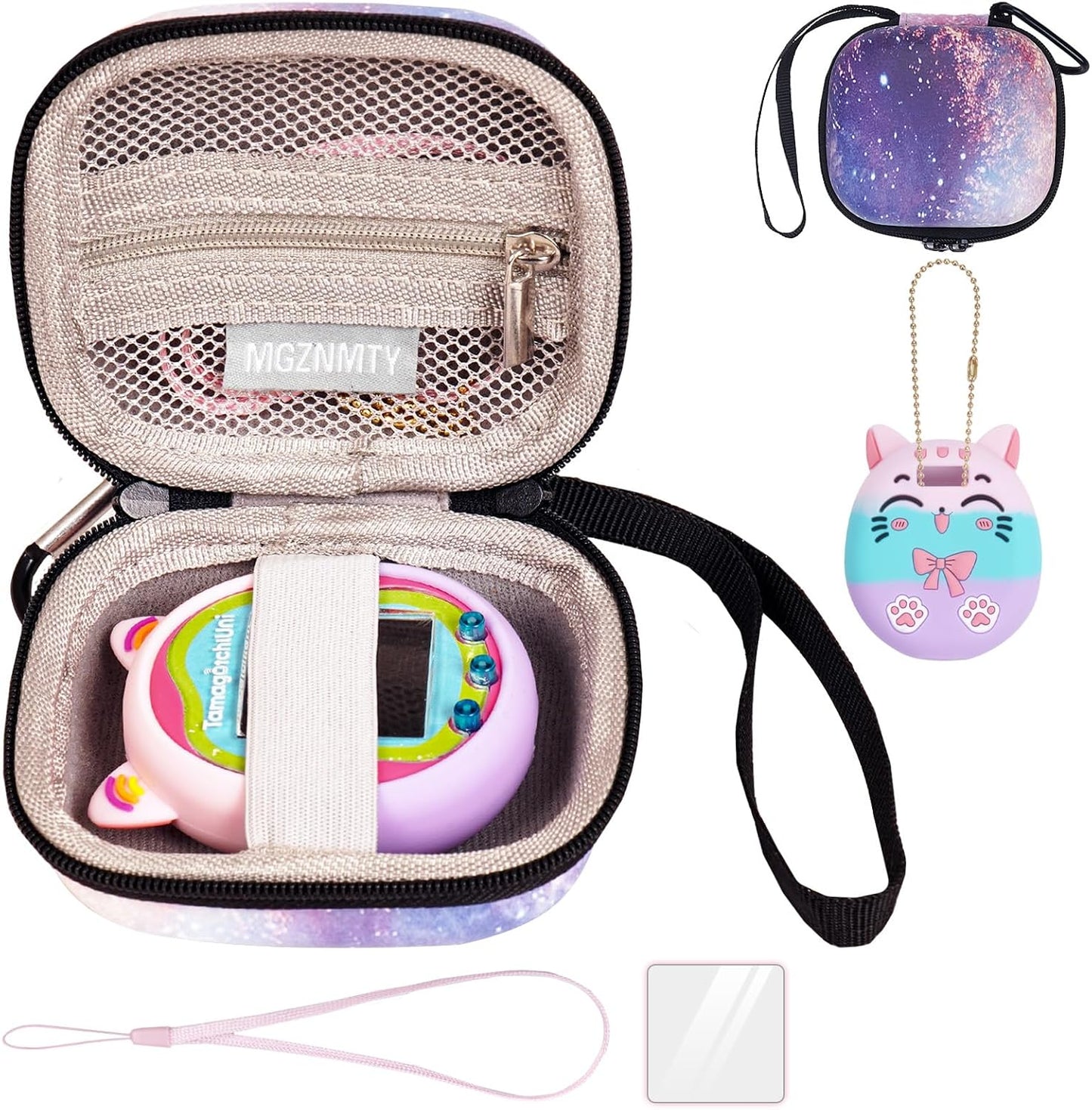 Silicone Case for Tamagotchi Uni Virtual Pet Machine, Screen Protector Compatible with Tamagotchi Uni Watch Digital Pet (Silicone Case and Screen Film) (Macarons) ZOUSA