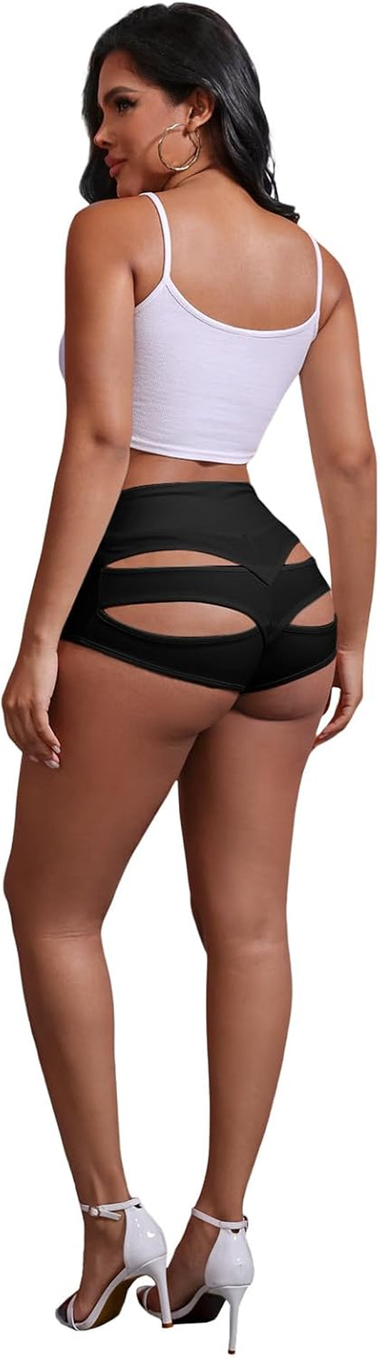 Booty Shorts for Women High Waist Cut Out Dance Hot Pants Butt Lifting Leggings