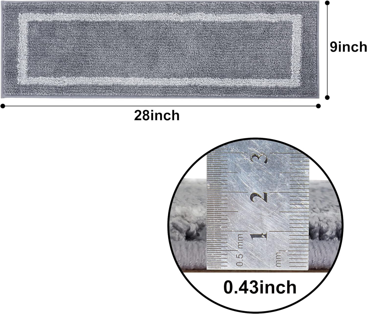 Soft Stair Treads Non-Slip Carpet Mat 28Inx9In Indoor Stair Runners for Wooden Steps,Stair Rugs for Kids and Dogs, 100% Polyester TPE Backing 10Pcs,Grey,Square