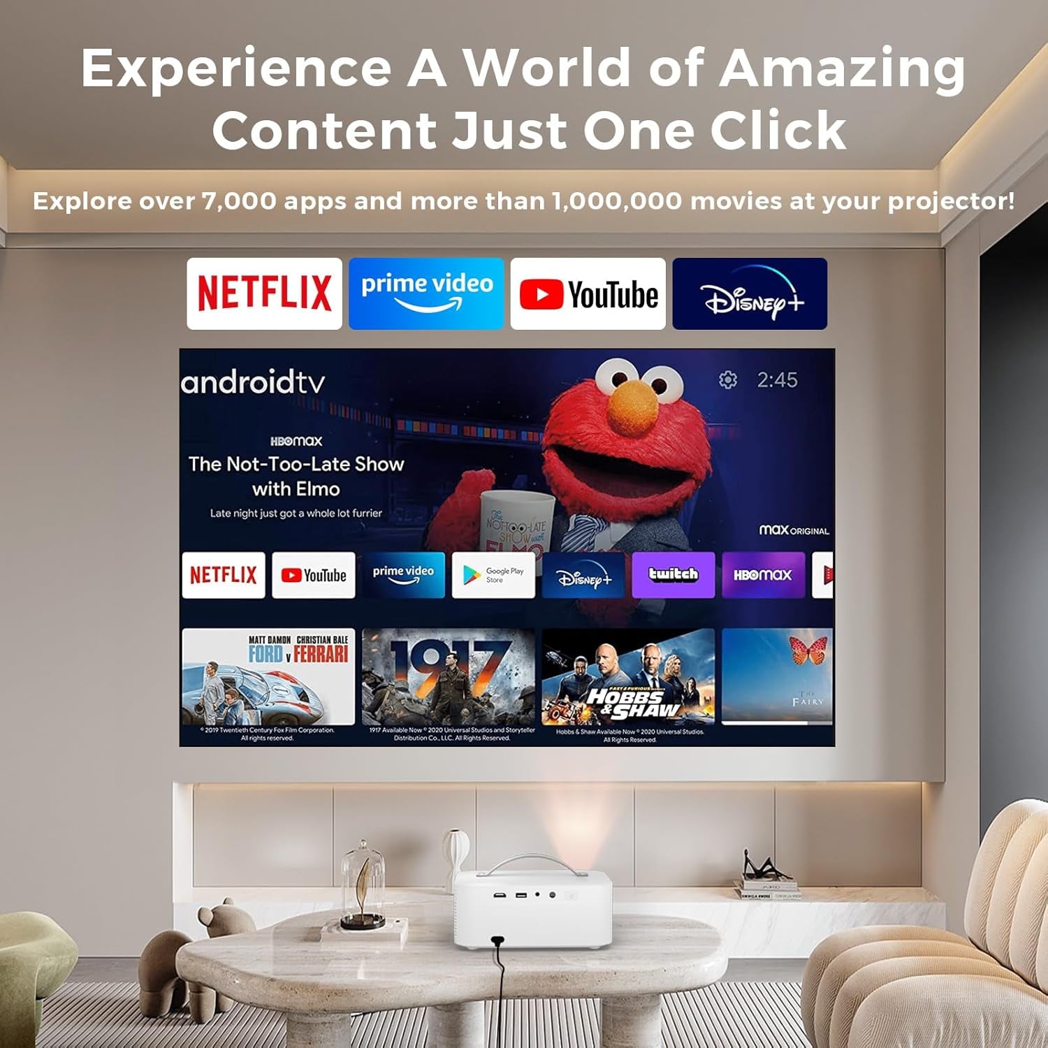 [AI Movin System Netflix-Licensed&Dolby] Smart-Projector-4K with Wifi 6 and Bluetooth,1000 ANSI Native 1080P,  Electric Focus Keystone Portable Proyector with Netflix/Youtube/Prime Video