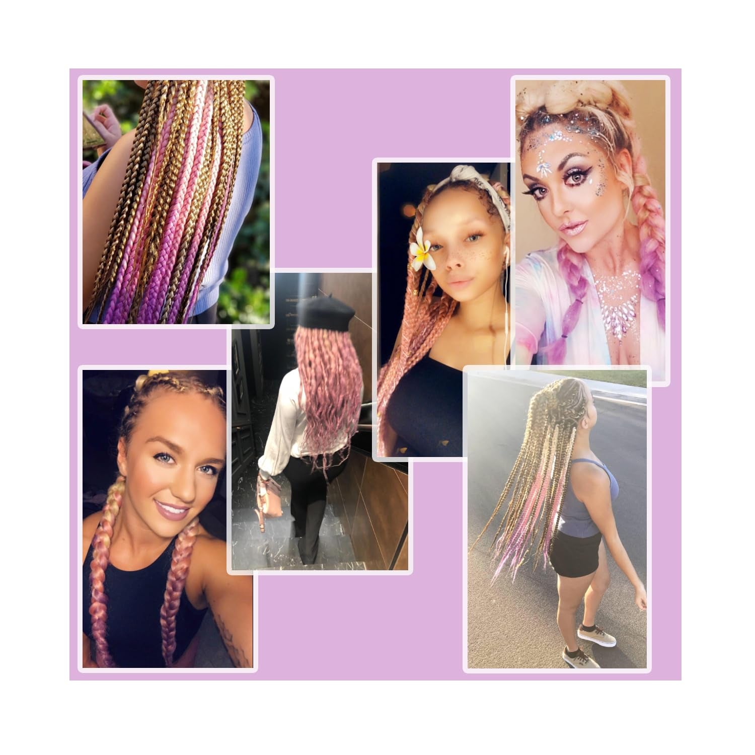 Blonde Braiding Hair Ombre Blonde Pink Purple Braiding Hair 3Pcs Ombre Synthetic Jumbo Braid Hair Extension for Braiding Twist Braids Kanekalon Hair 24 Inch Soft 100G/PC