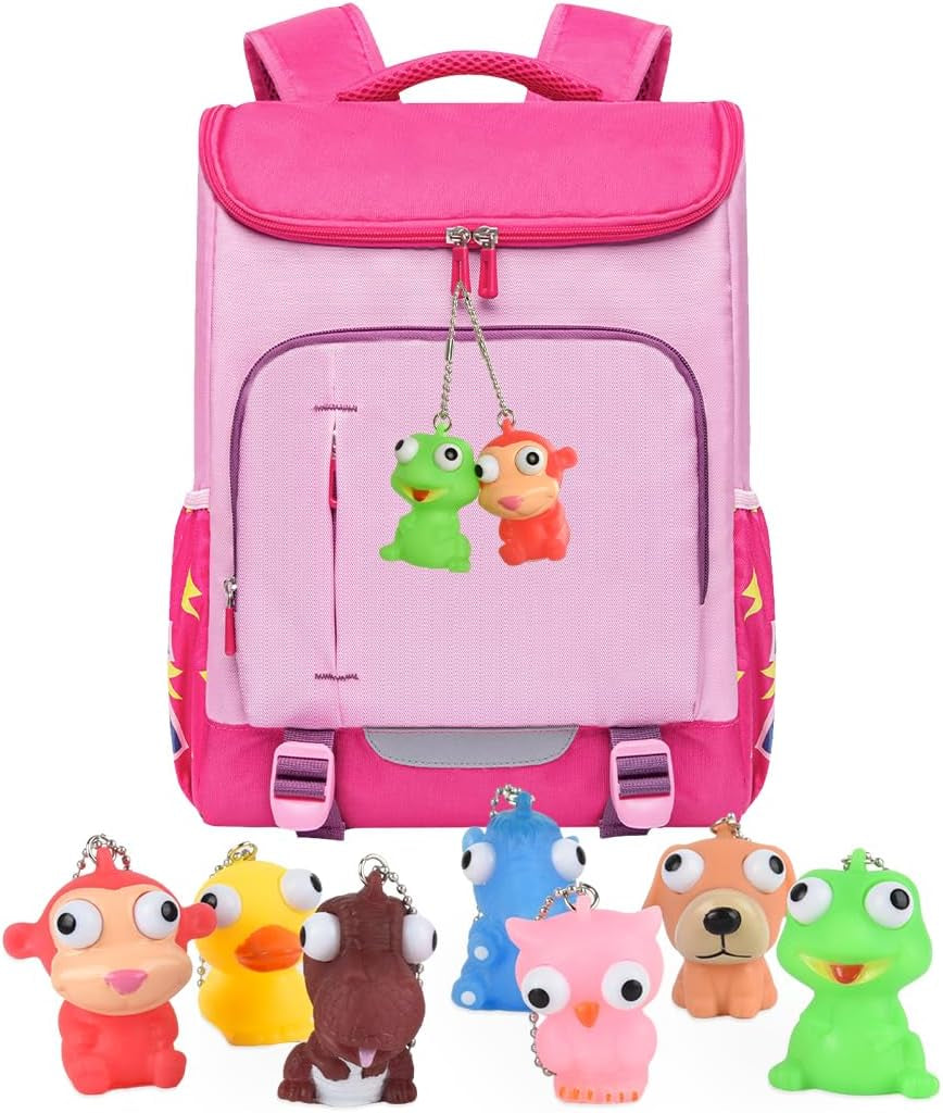28 Piece Valentines Day Gifts for Kids with Squeezable Pop-Eye Animal Keychain Ideal for Valentines Day Cards for Kids School, Kids Valentines Day Cards, Valentines Day Gifts for Kids Classroom