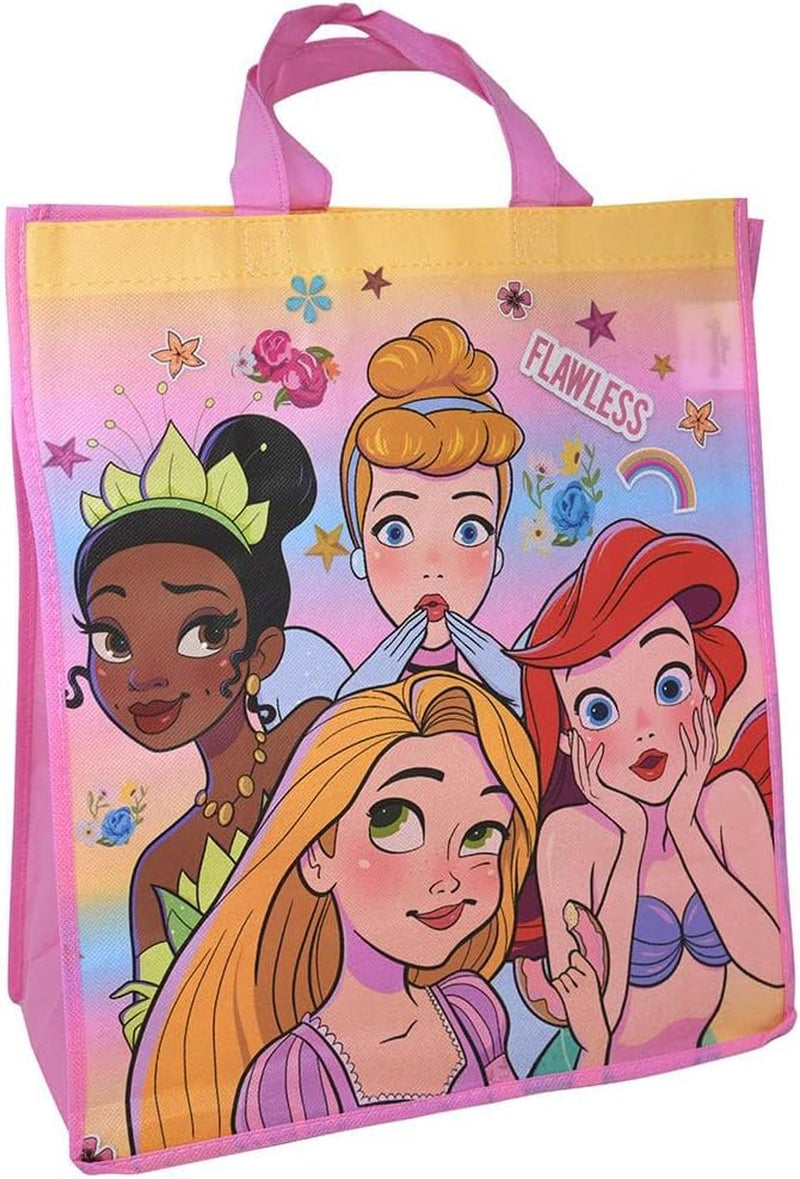 Princesses Reusable Pink Tote Bag 14"X10" Grocery Size plus Stickers