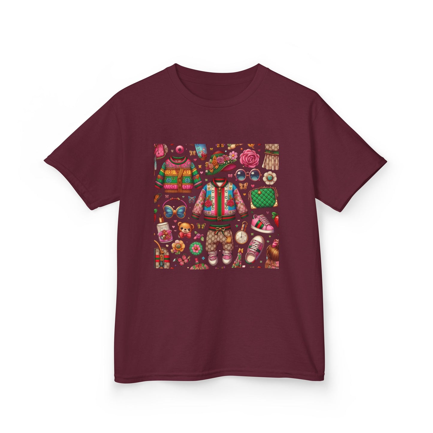 Whimsical Gucci-Inspired Kids' Tee with Fun Patterns for Playful Days
