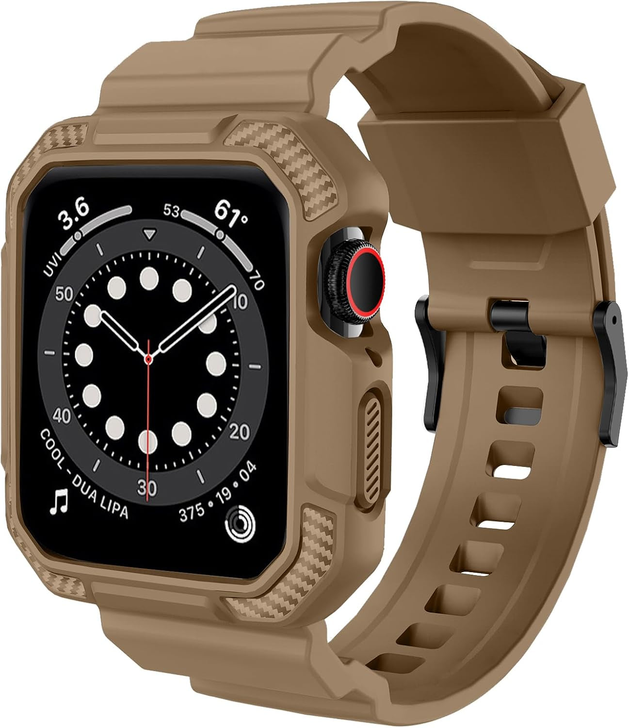 Compatible with Apple Watch Band 42Mm Series 10 with Case, Shockproof Rugged Band Strap for Iwatch Series 10 42Mm with Bumper Case Cover Men Women, Matte Black