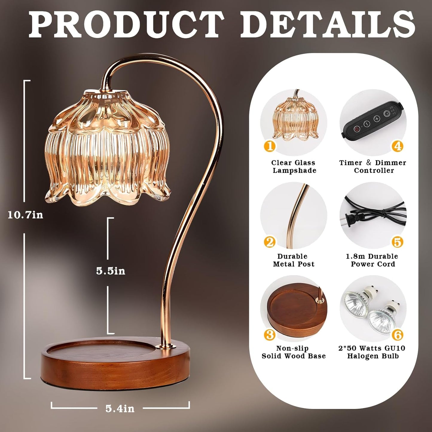 Fragrance Candle Warmer Lamp，Electric Candle Warmer with Timer & Dimmer，Mom Christmas Birthday Gifts for Women, House Warming Gifts New Home Bedroom Decor