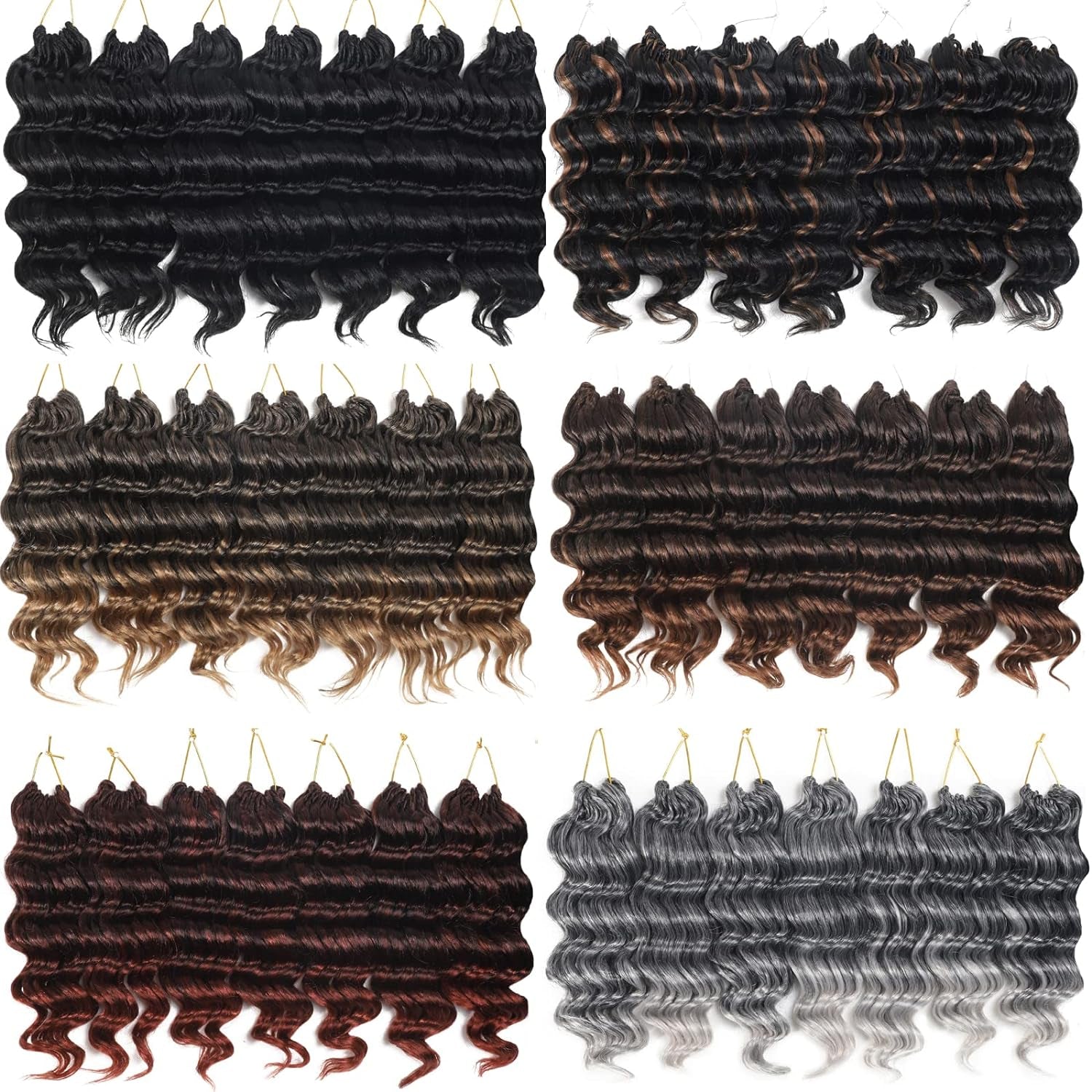 9 Inch Ocean Wave Crochet Hair Blonde 7 Packs Deep Wave Crochet Braids 126 Strands Wavy Curly Braiding Hair Pre Looped Crochet Hair Extensions for Women